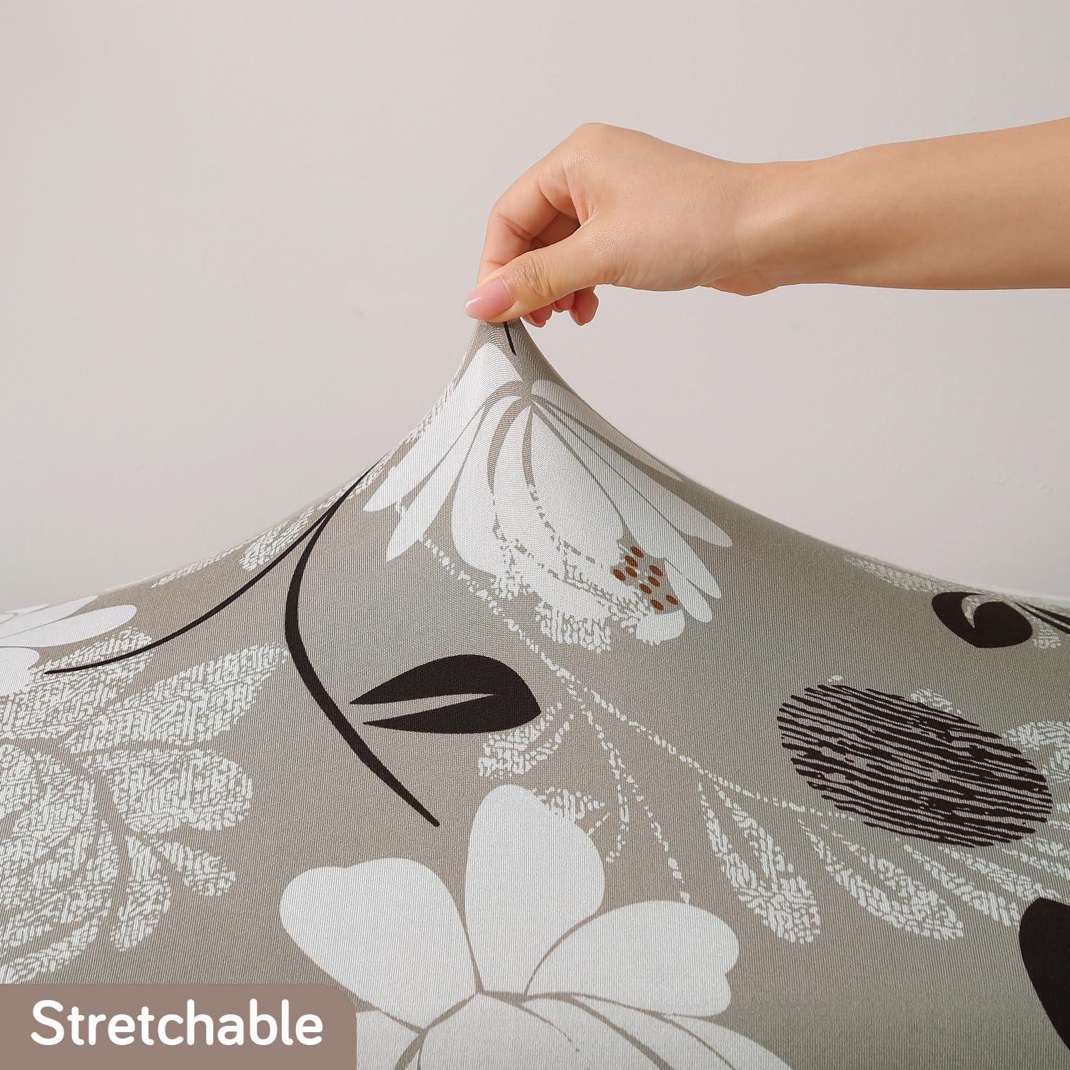 Elastic Printed Dining Bench Stretchable Slipcover, Feather Brown Floral - HOKIPO | Har Ghar ka Humsafar