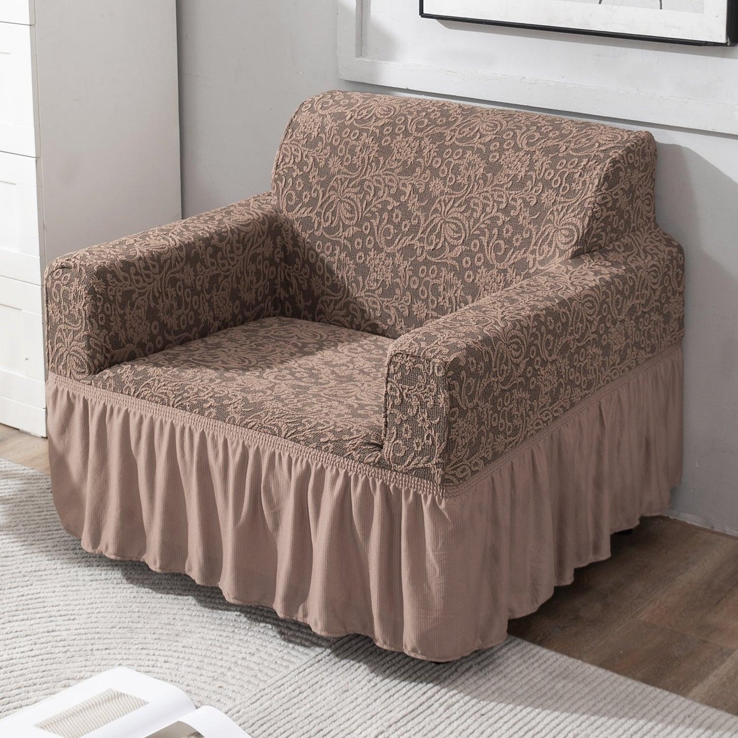 Light Taupe elegant single seater sofa cover