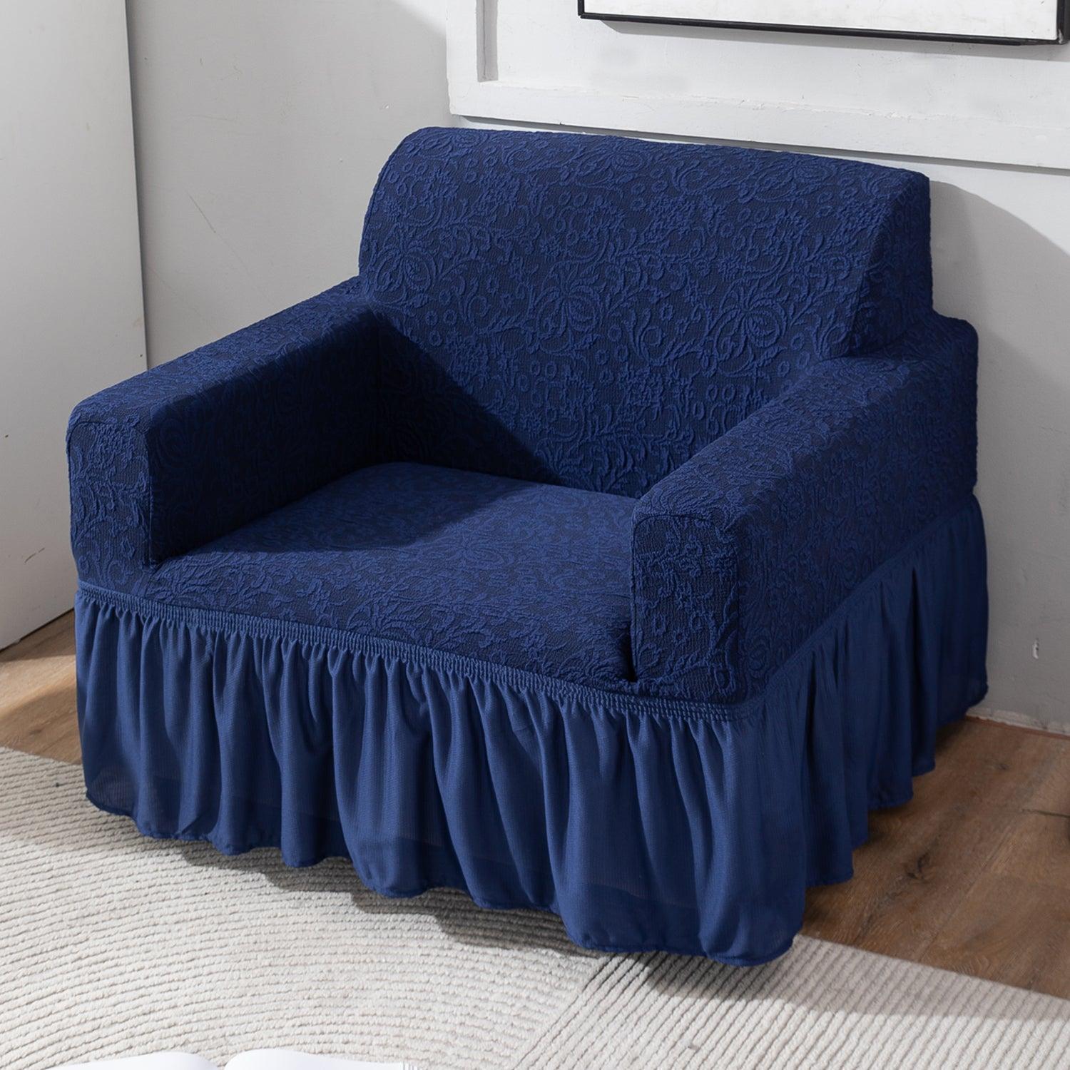 Navy Blue elegant single seater sofa cover