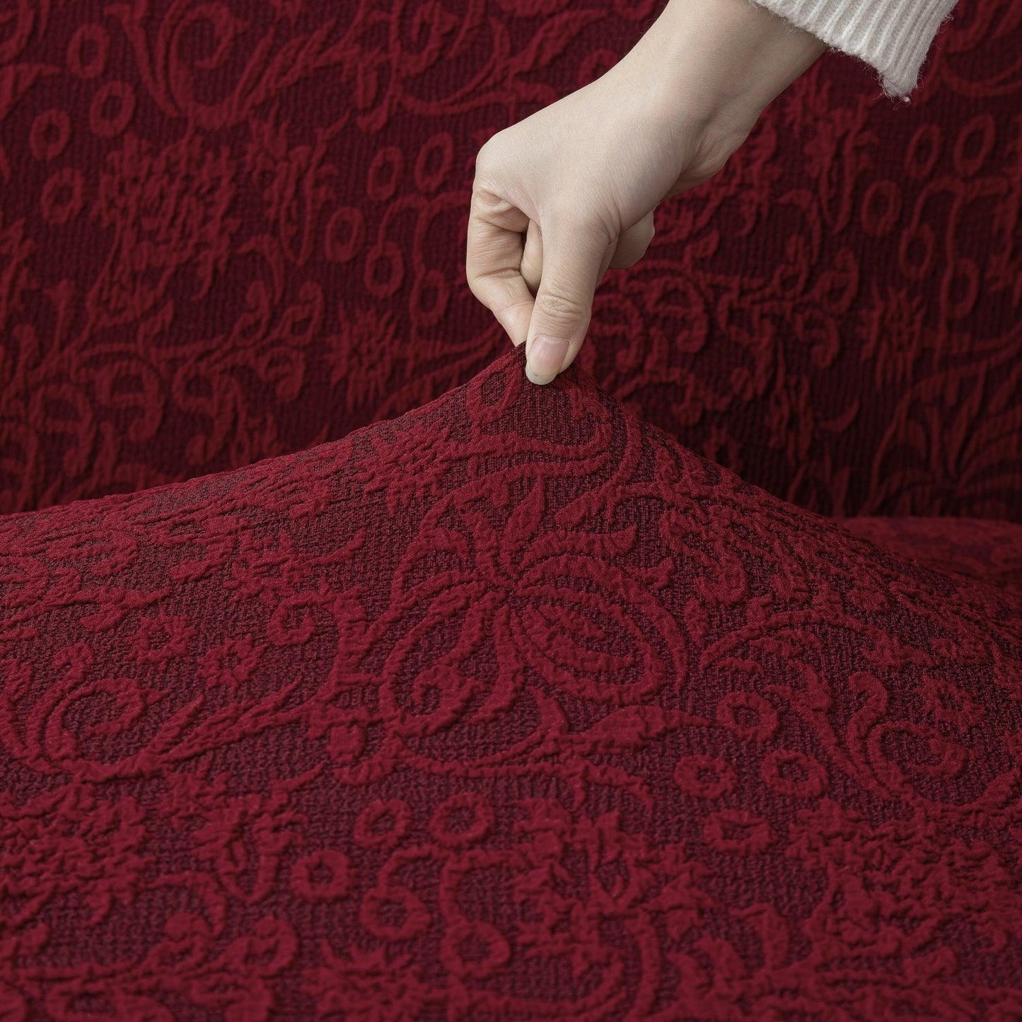 Luxury stretchable designer woven jacquard frill sofa cover