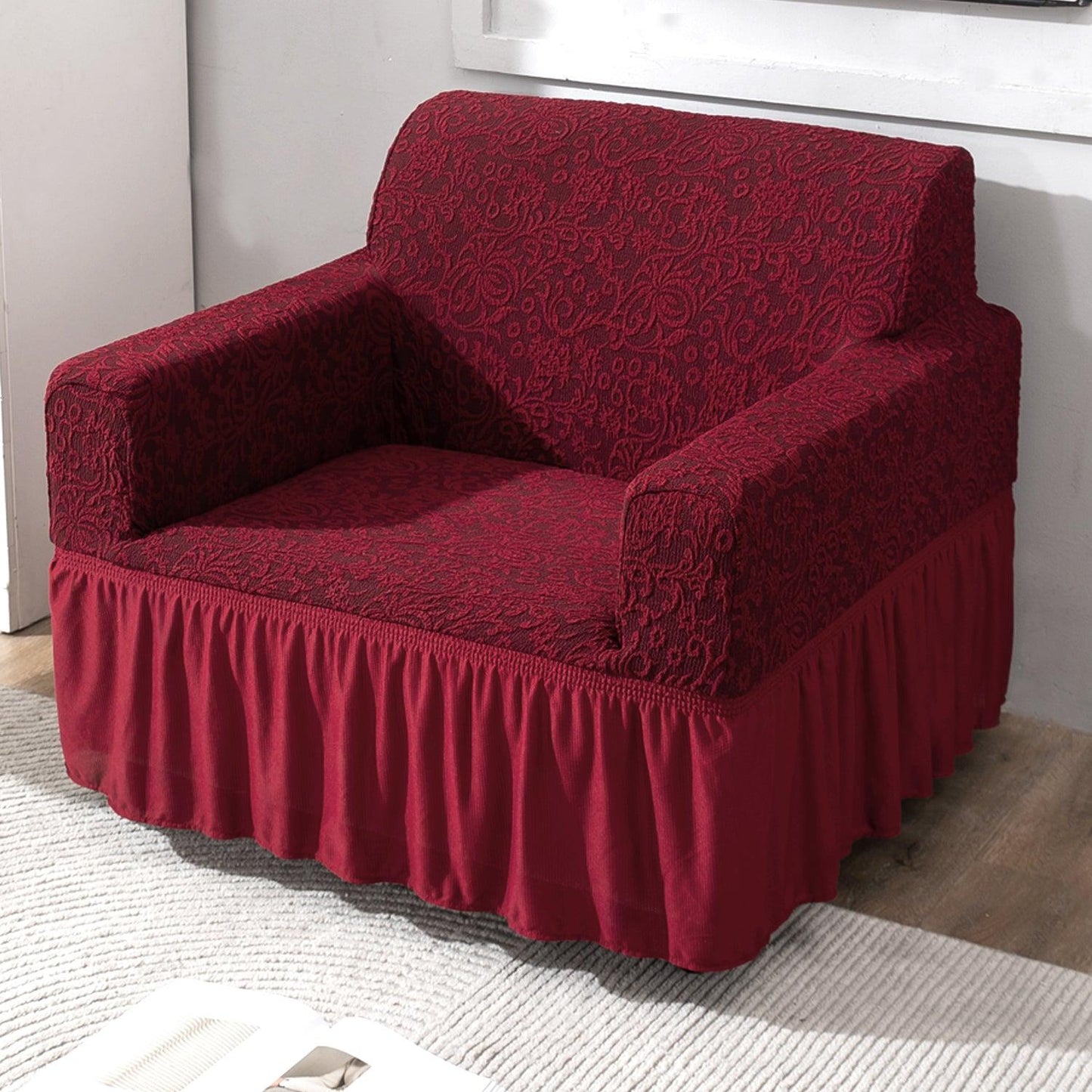 Wine Red elegant single seater sofa cover