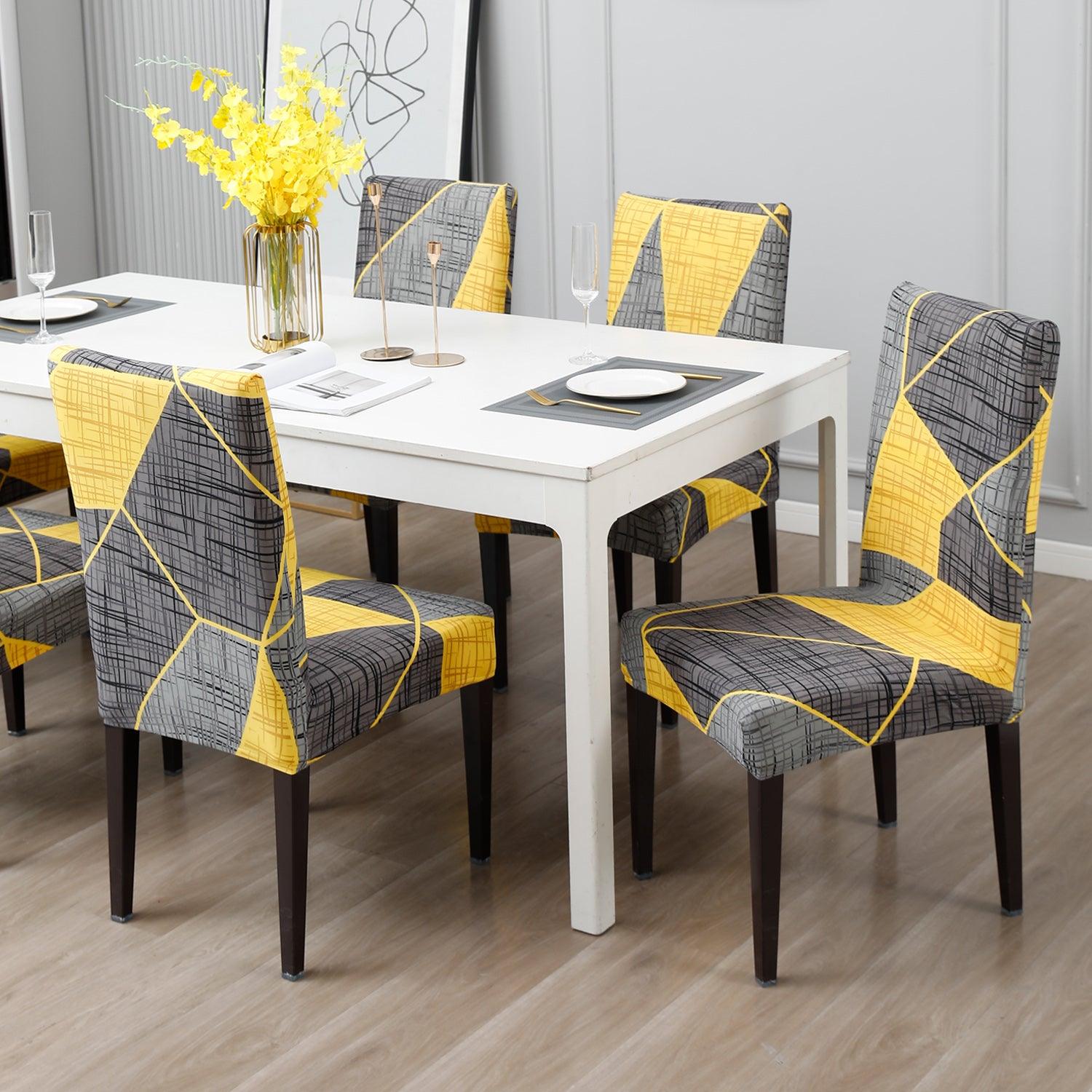 Abstract Grey dining table chair covers