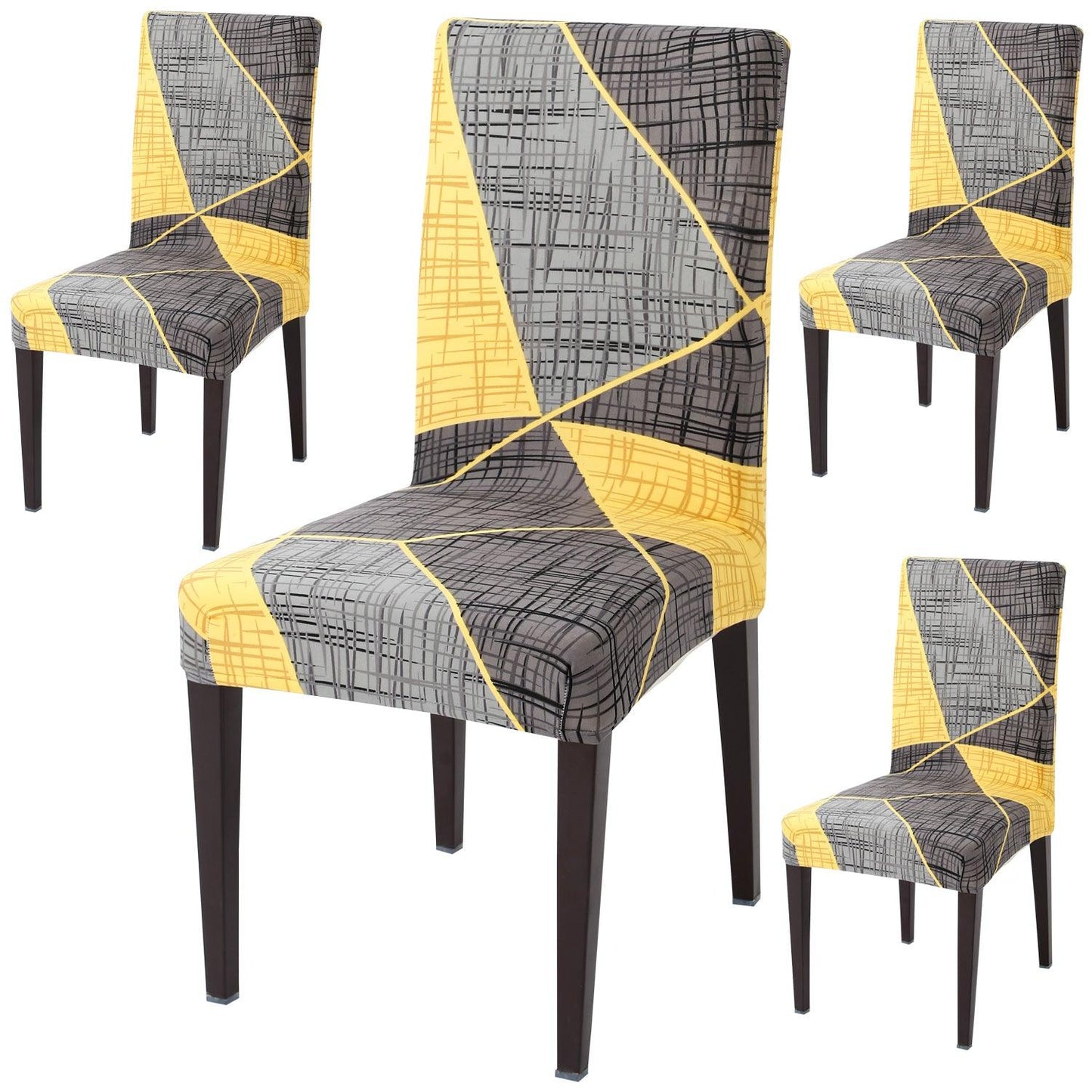 Abstract Grey dining chair covers set of 4