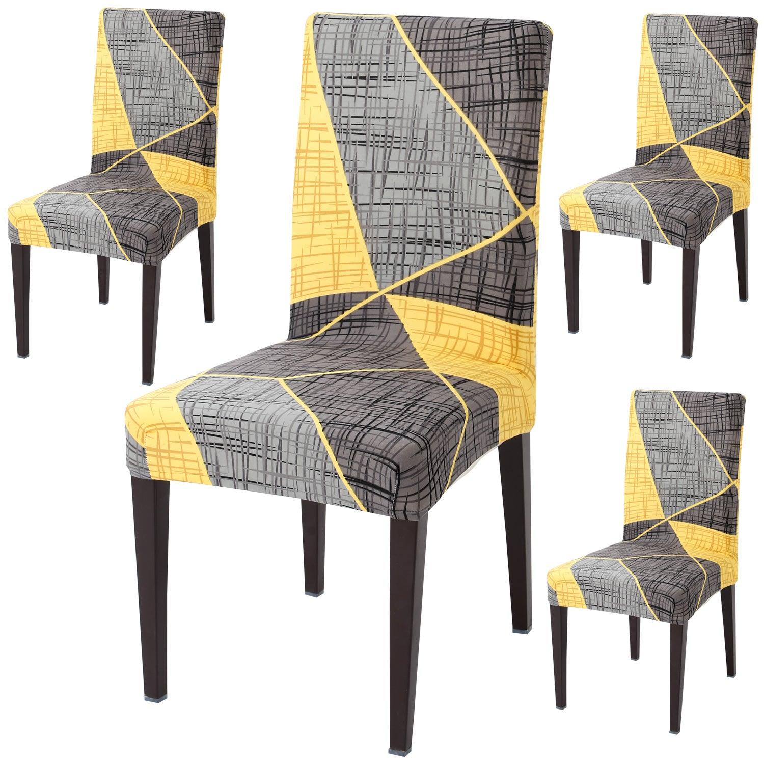 Abstract Grey dining chair covers set of 4