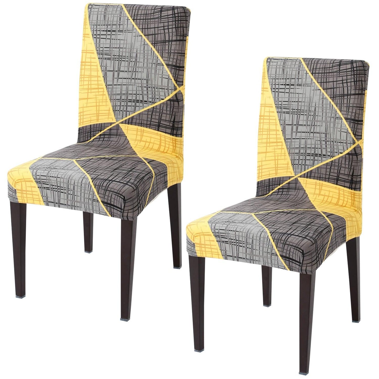 Abstract Grey elastic chair covers set of 2