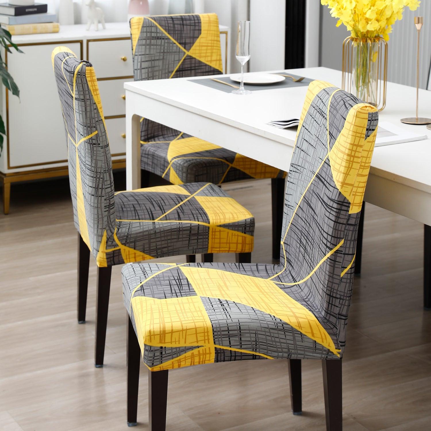 Abstract Grey Fully fitted dining chair cover set
