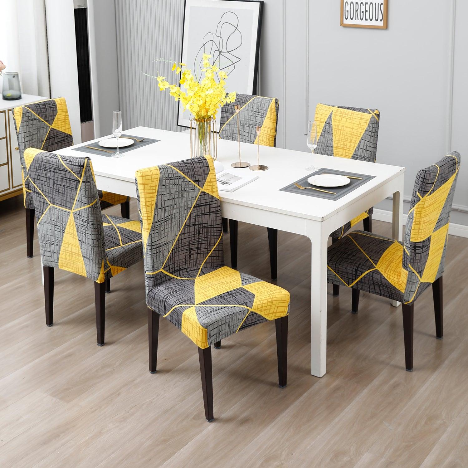 Abstract Grey chair covers for dining chairs