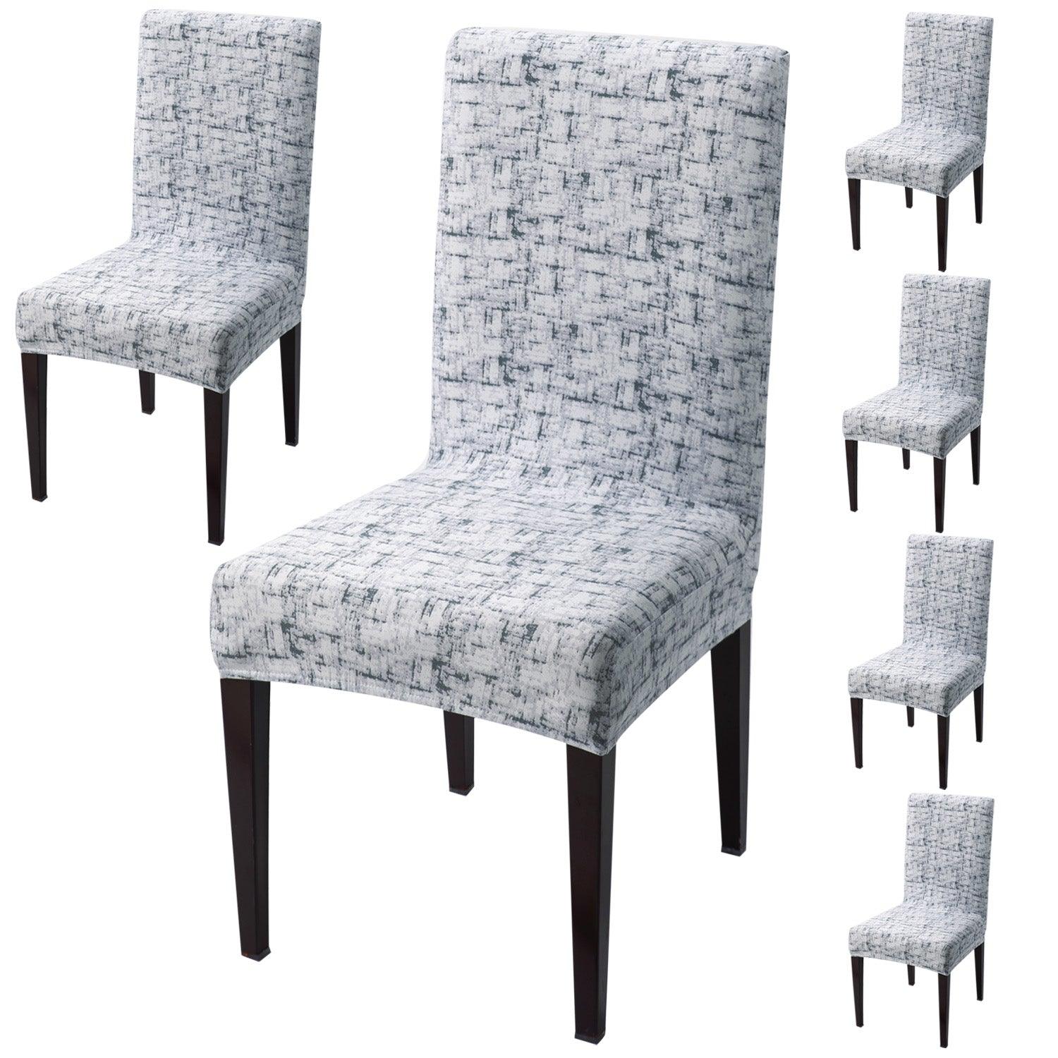 Abstract Grey Lines dining chair covers set of 6