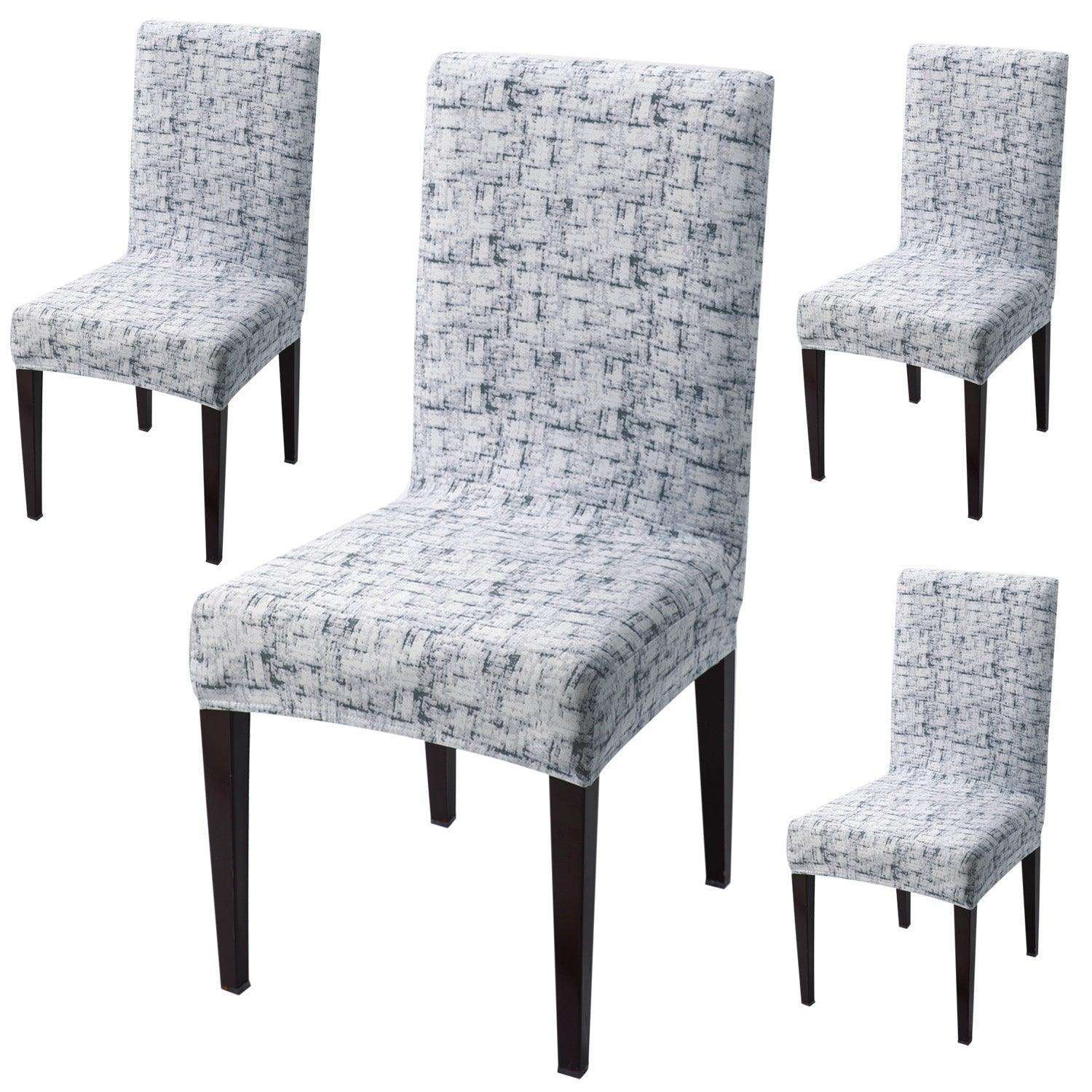 Abstract Grey Lines dining chair covers set of 4