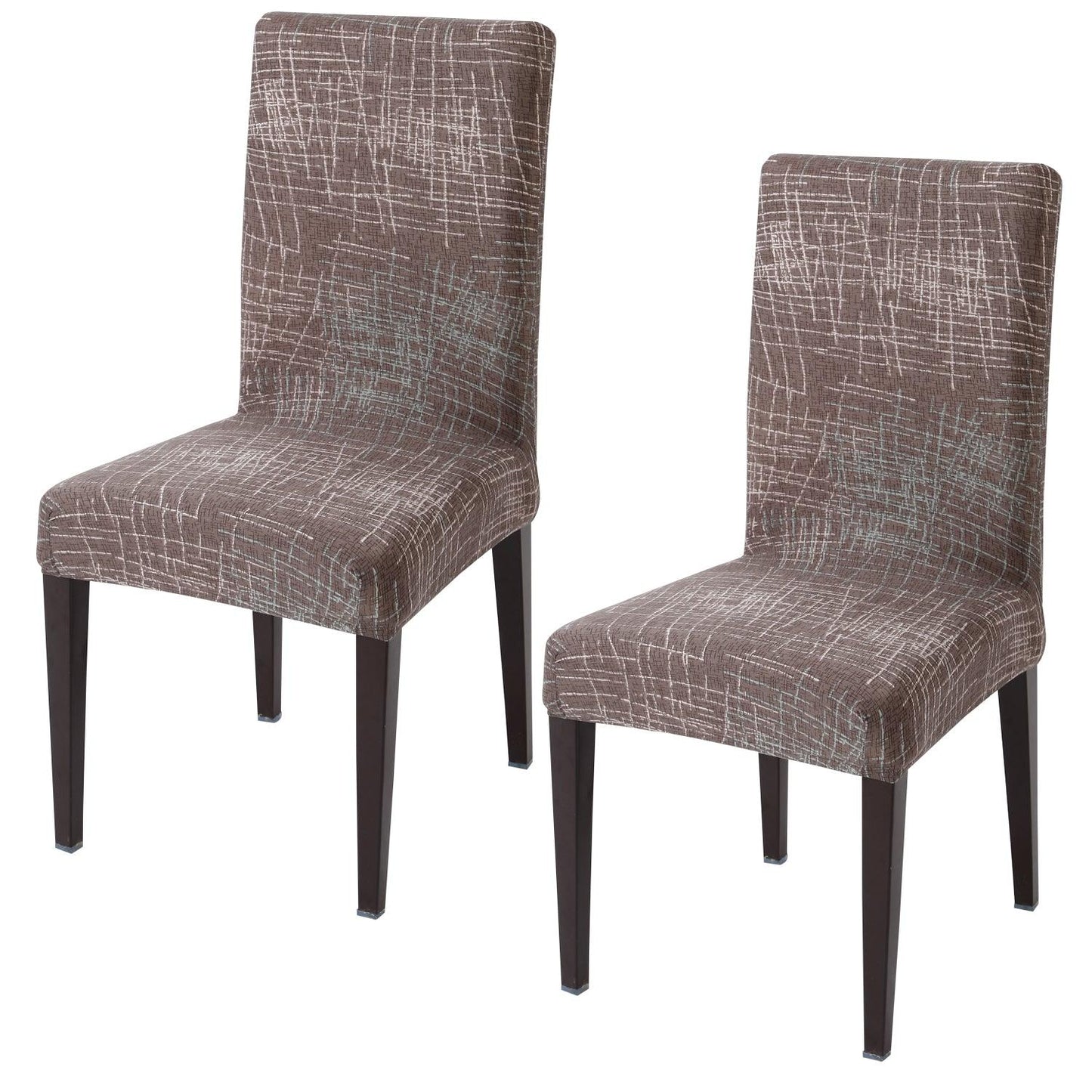 Abstract Lines Brown Print elastic chair covers set of 2