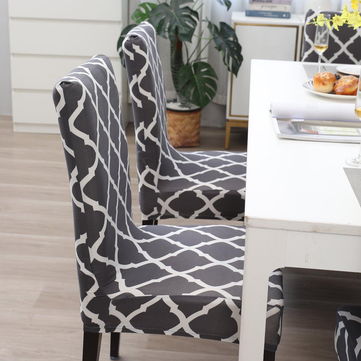 Anchor Grey Moroccan print stylish chair cover | Hokipo