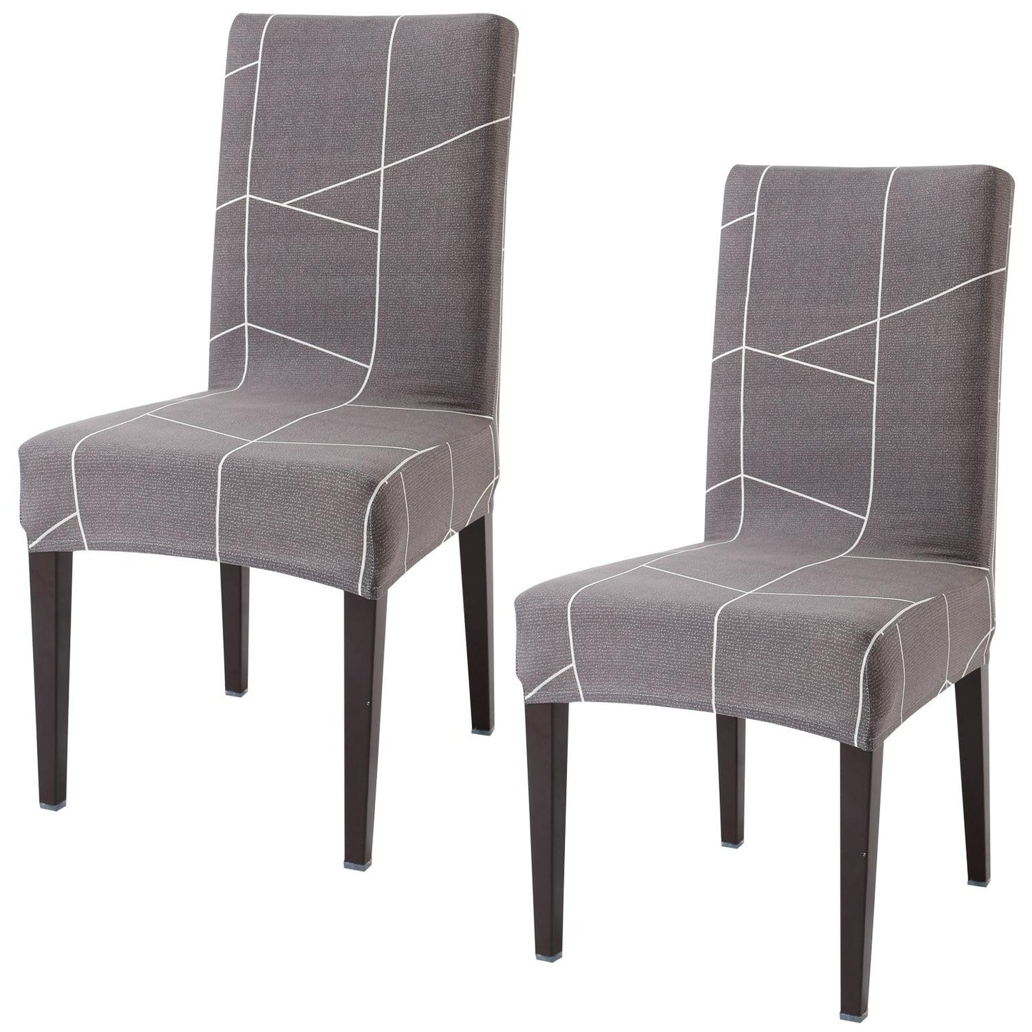 Ash Grey Abstract elastic chair covers set of 2