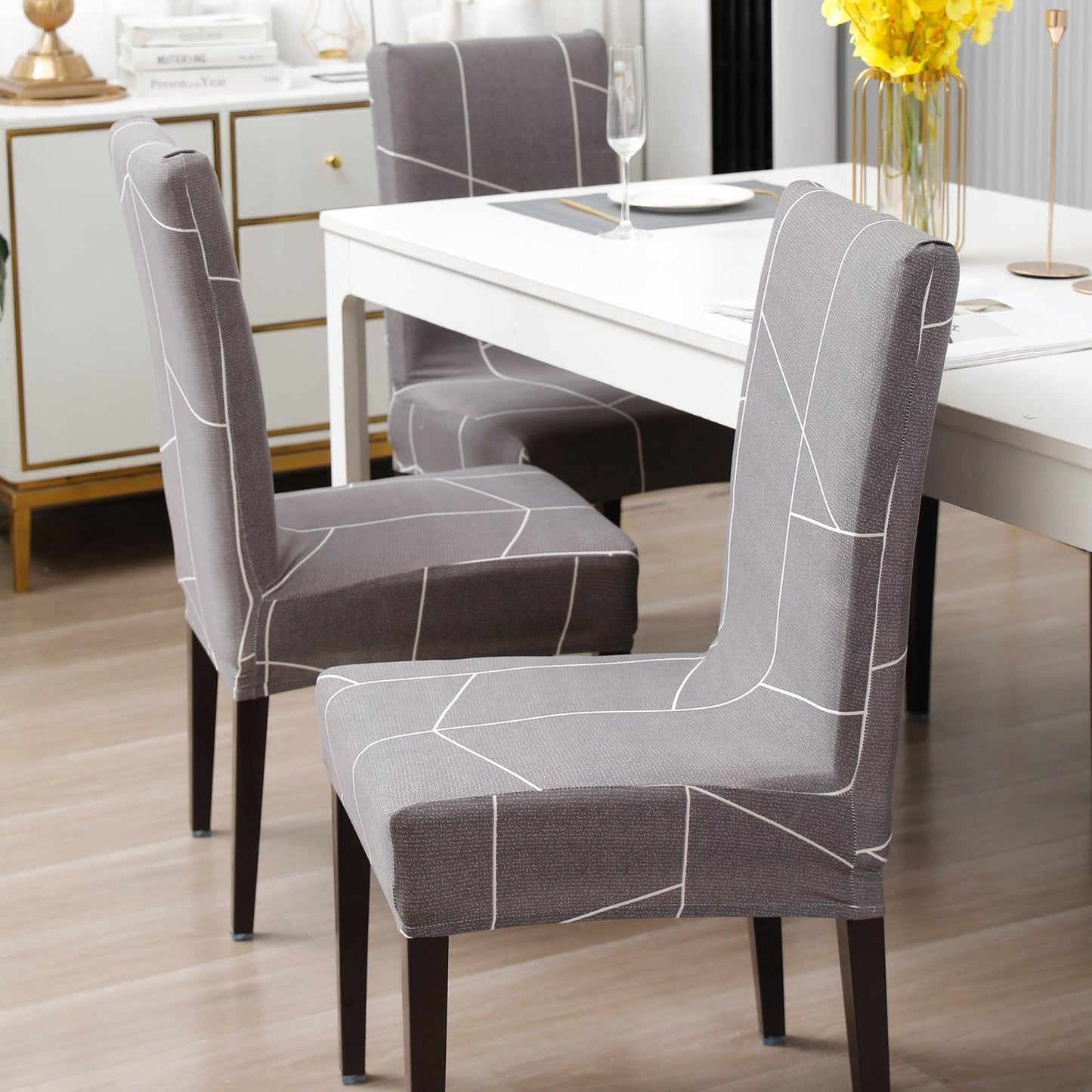 Ash Grey Abstract stylish chair cover