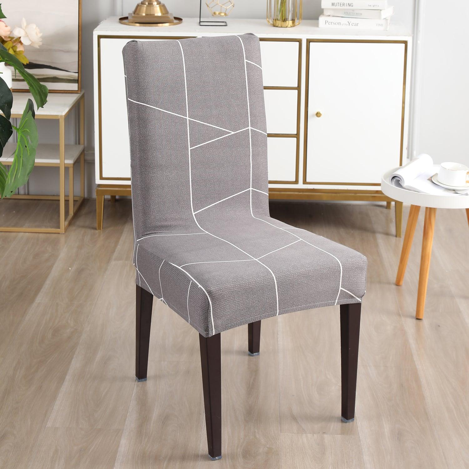 Ash Grey Abstract chair covers Set