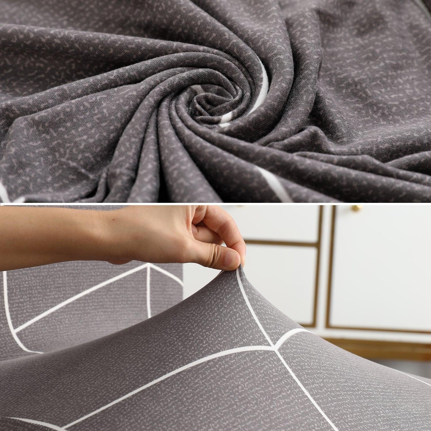 Features of Ash Grey Abstract Colour elastic chair cover sets