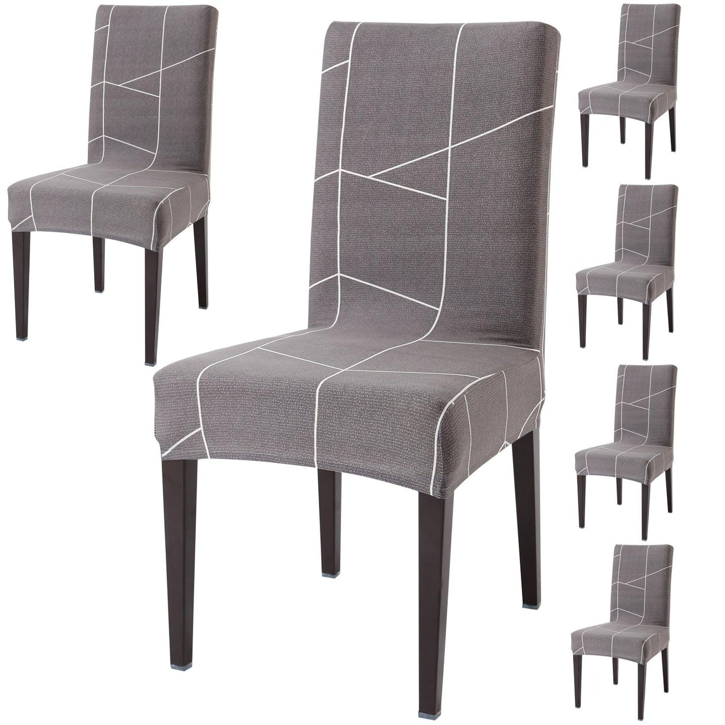 Ash Grey Abstract dining chair covers set of 6