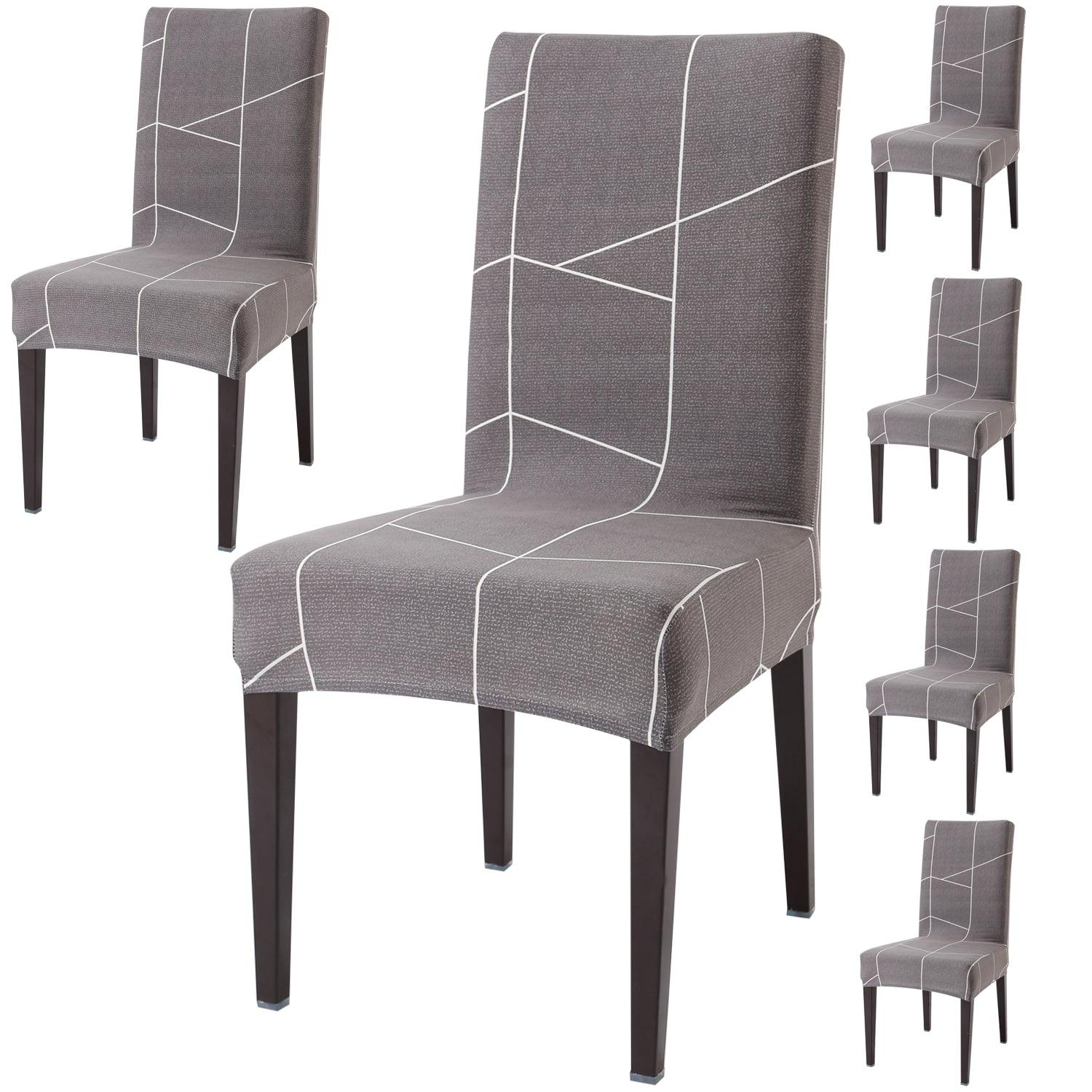 Ash Grey Abstract dining chair covers set of 6