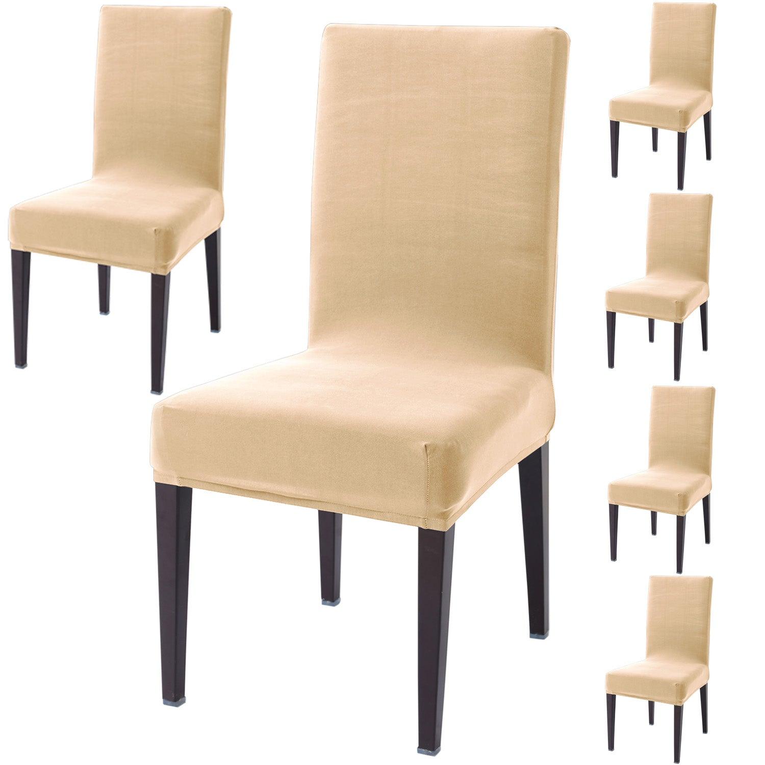 Beige Print dining chair covers set of 6