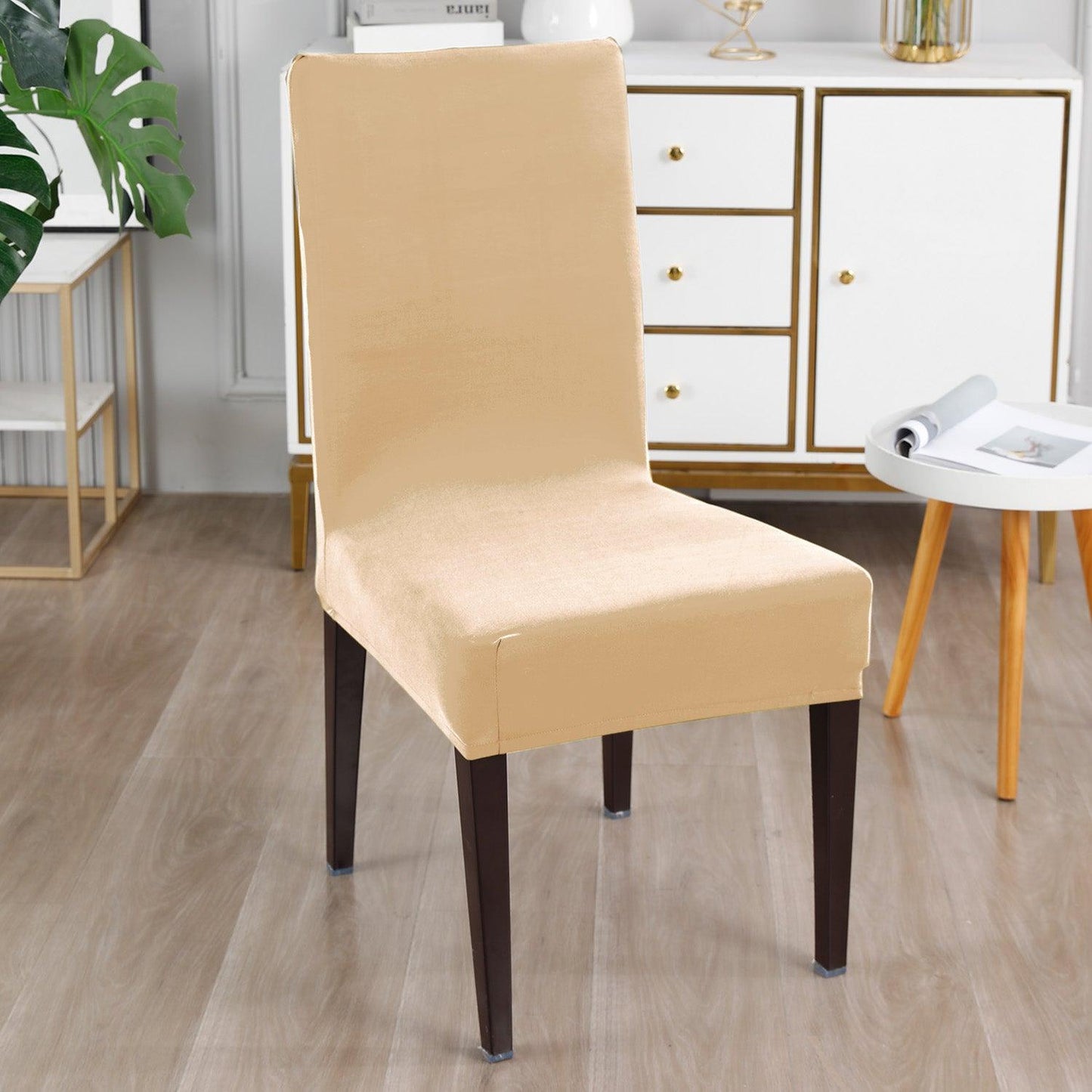 Beige Print chair covers Set