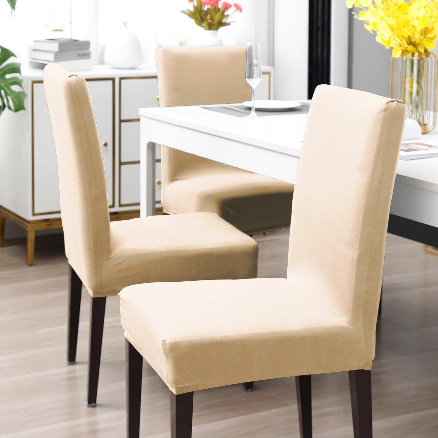 Beige Print dining table chair covers