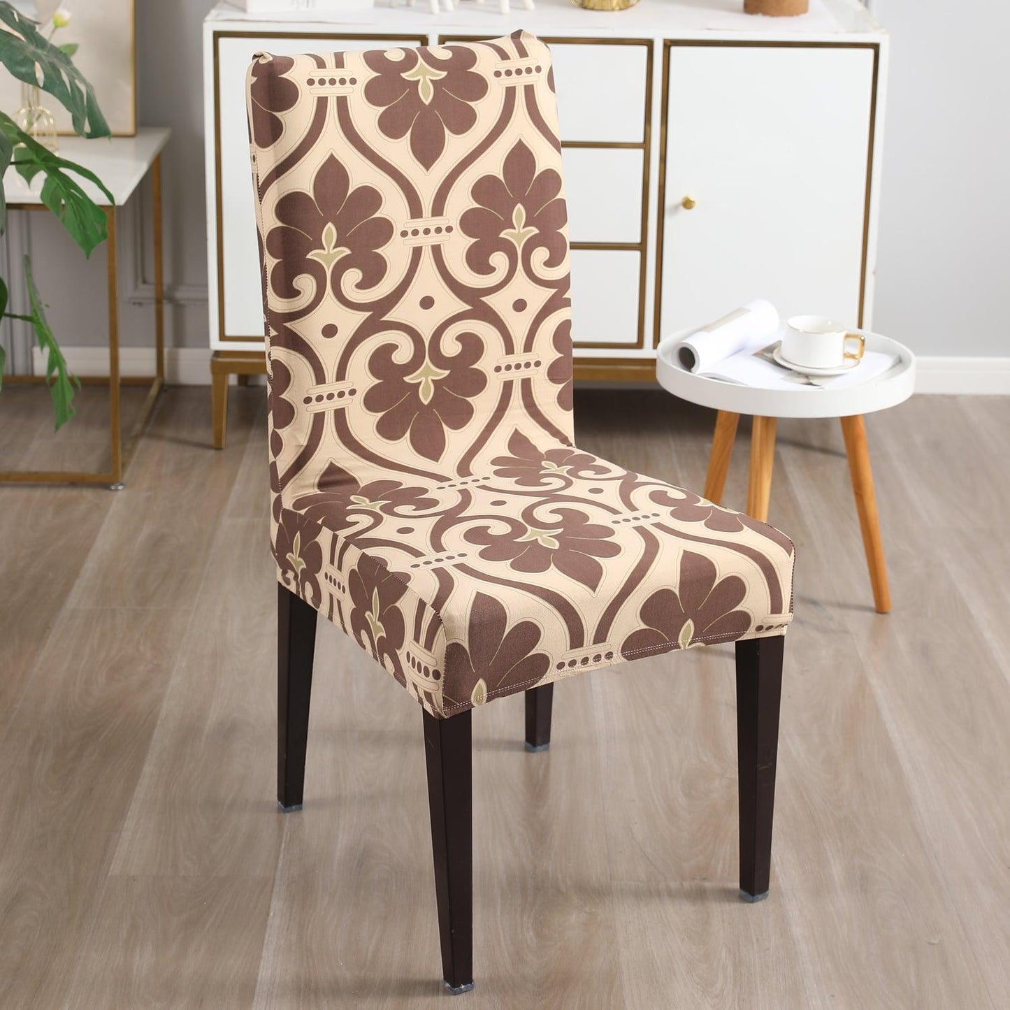 Beige Damask print chair covers Set | Hokipo