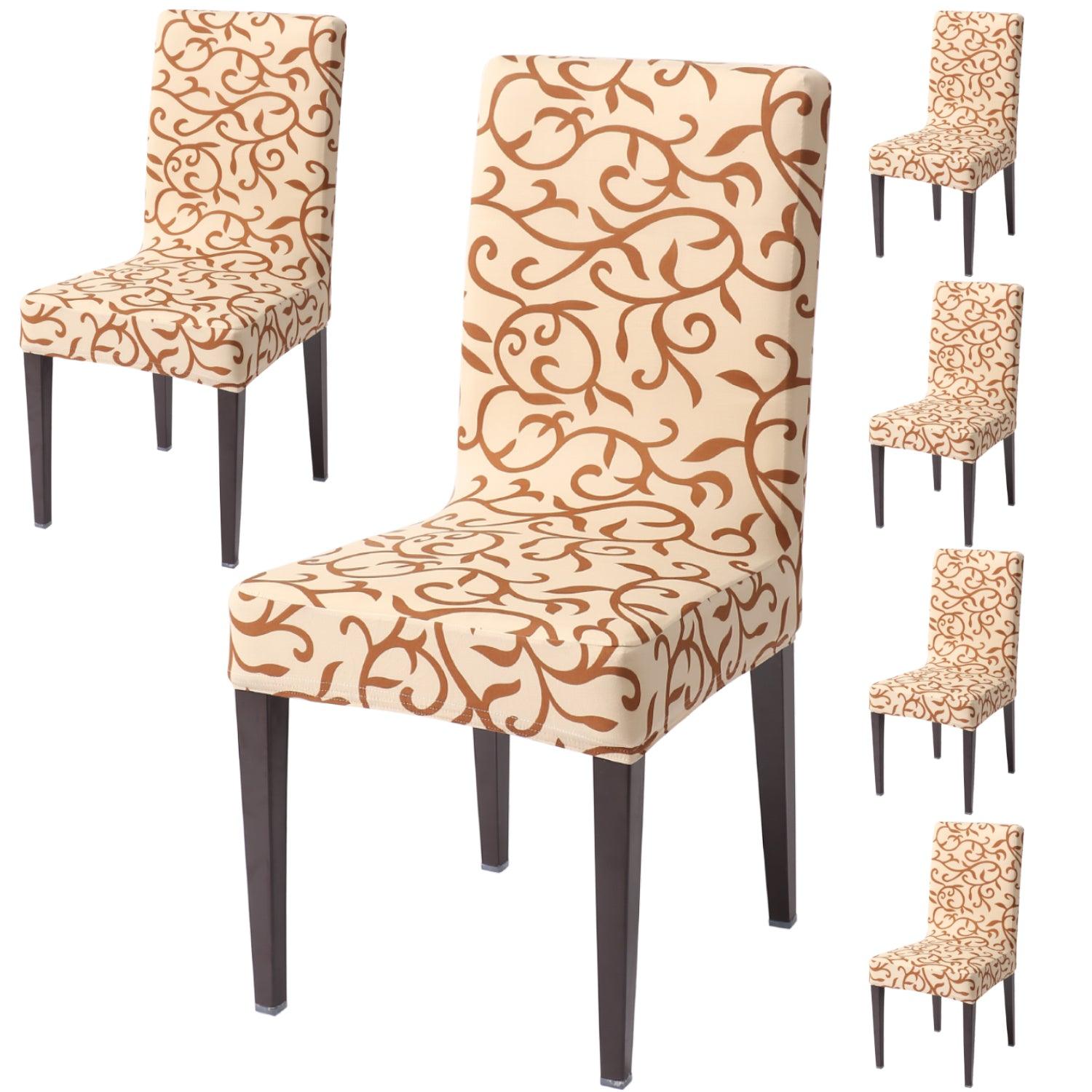 Beige Vines dining chair covers set of 6