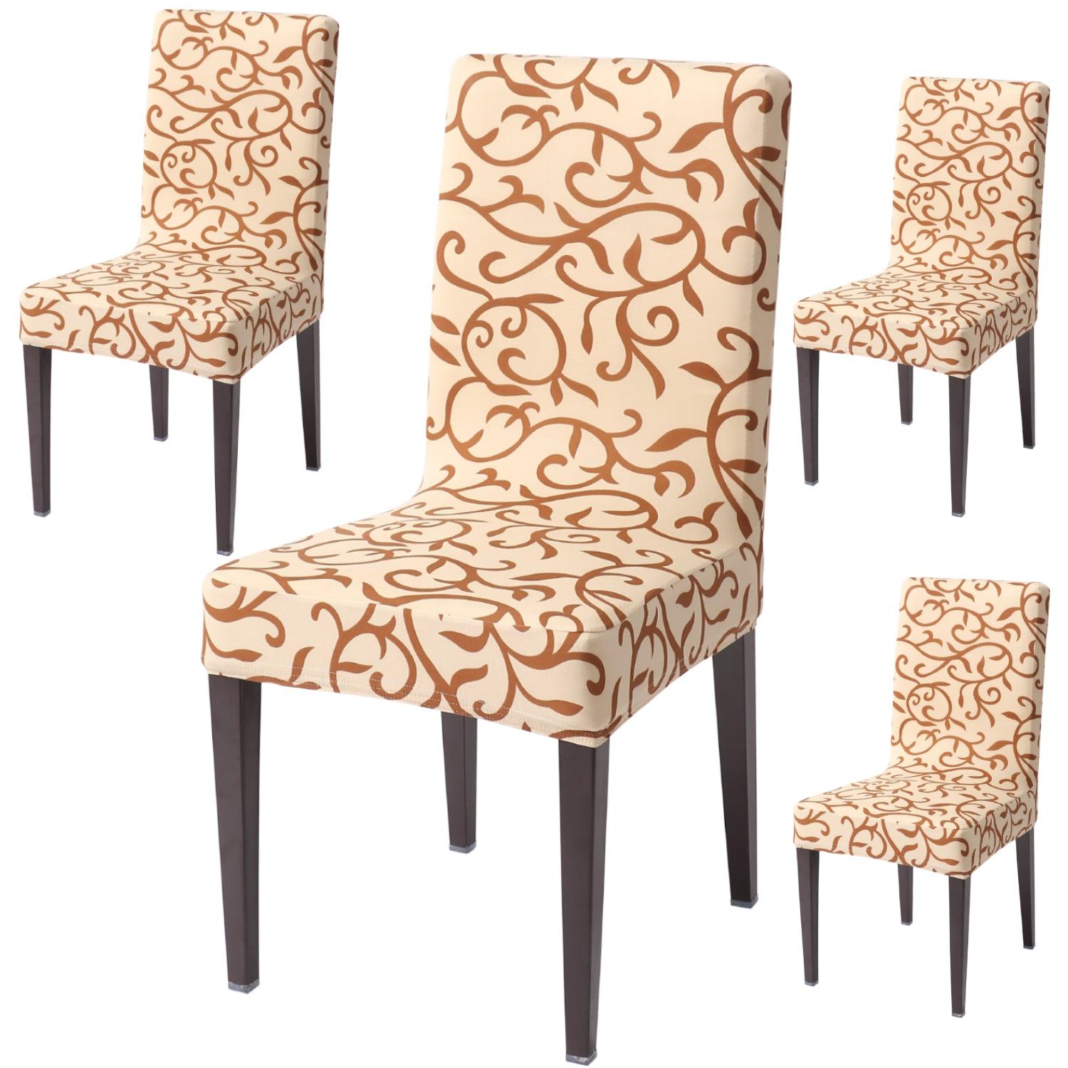 Beige Vines dining chair covers set of 4