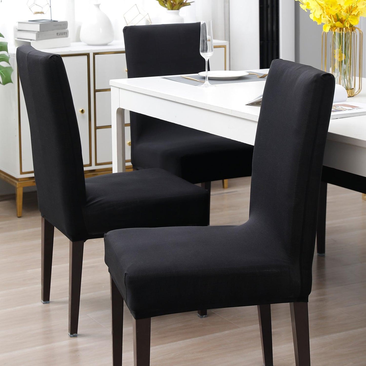 Black Print dining table chair covers