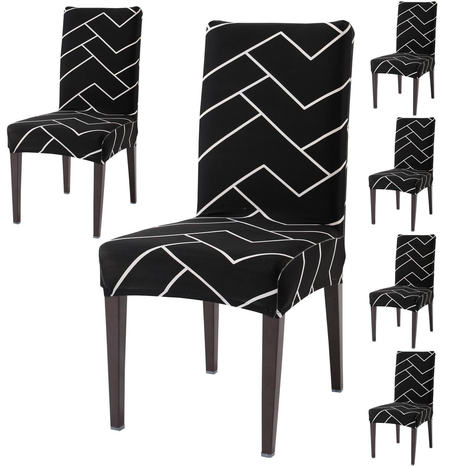 Black Chevron dining chair covers set of 6