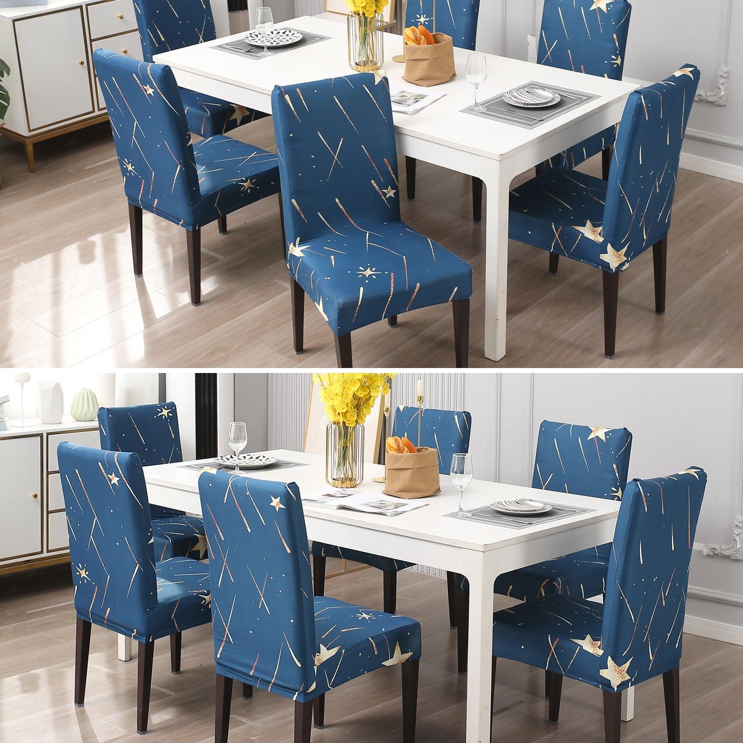 Blue Falling Star Print elastic dining chair covers