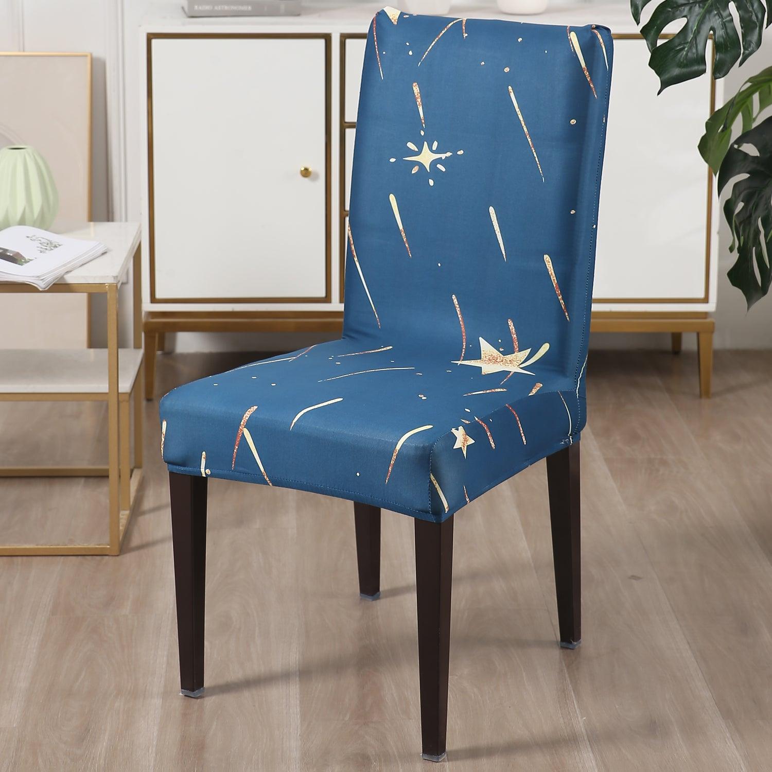 Blue Falling Star Print chair covers Set