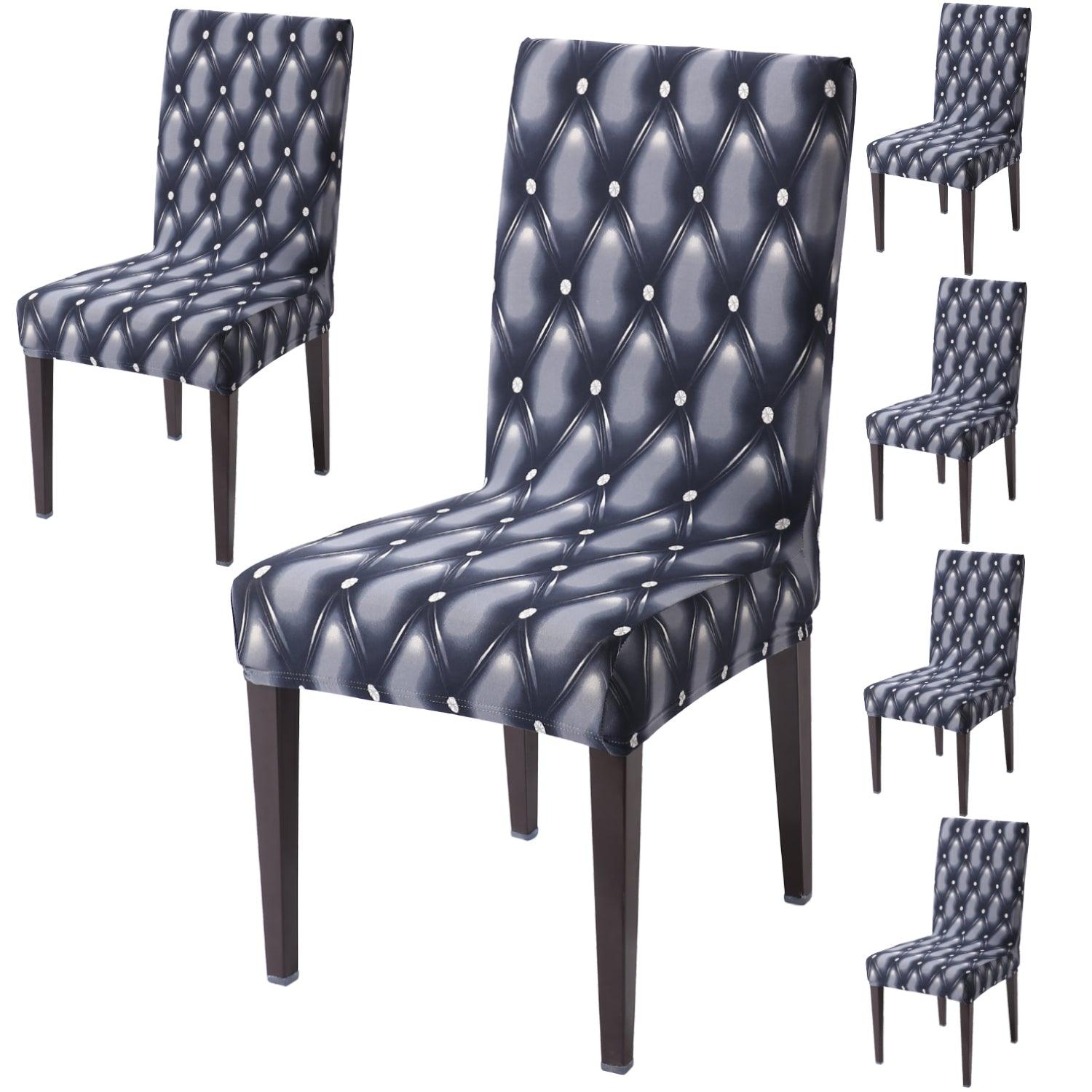 Blue Rhombus print dining chair covers set of 6 | Hokipo