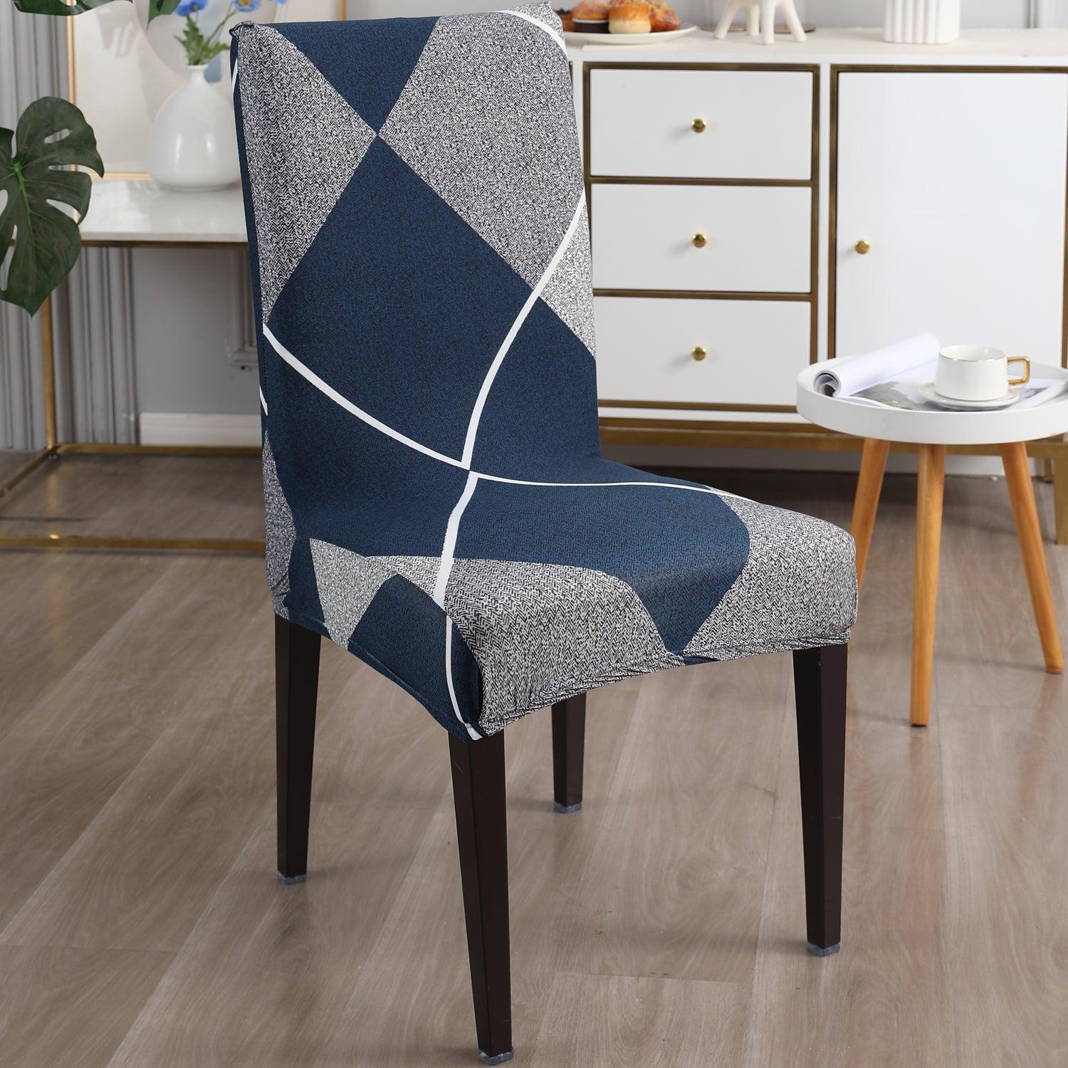 Blue Rhombus print chair covers Set | Hokipo