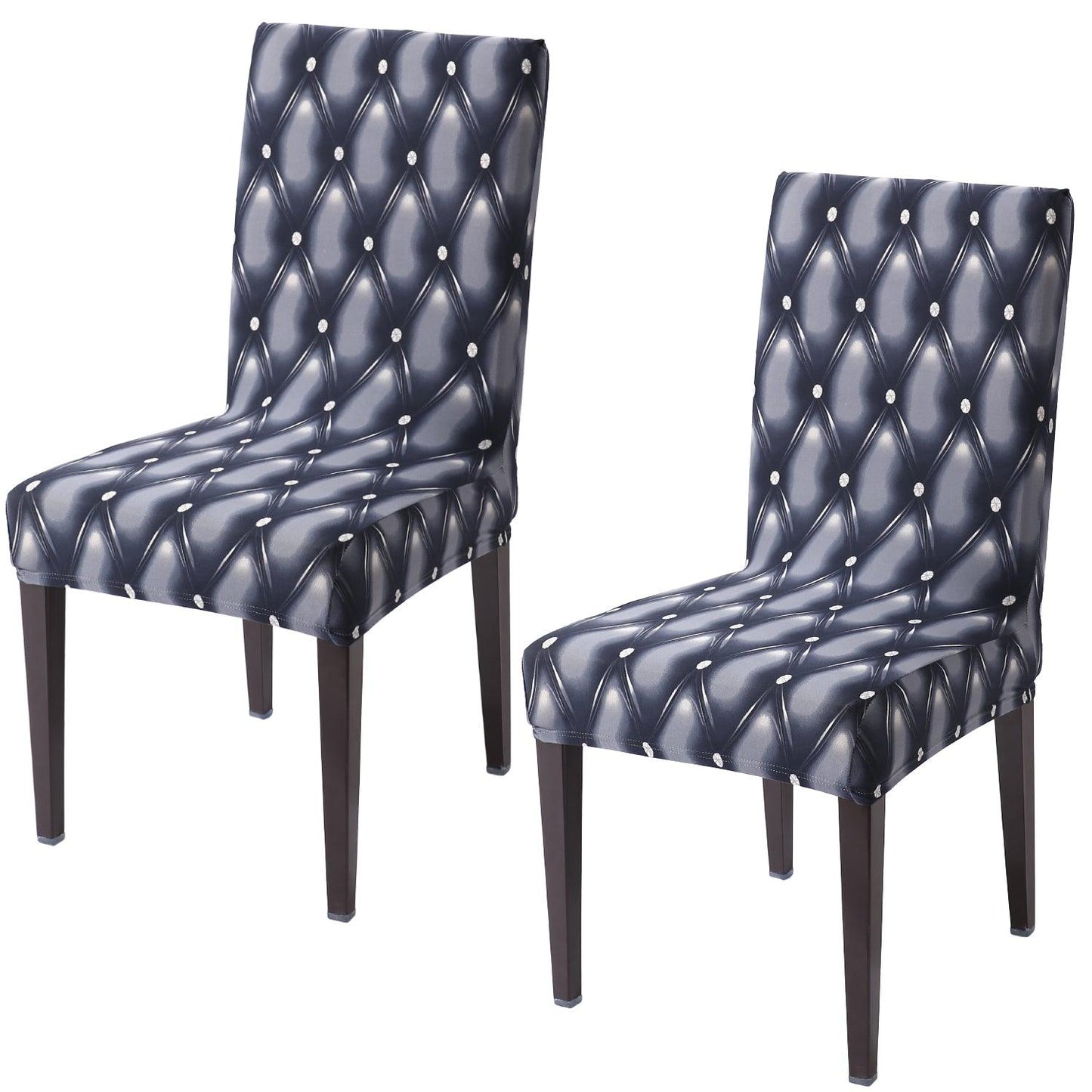 Blue Rhombus print elastic chair covers set of 2 | Hokipo