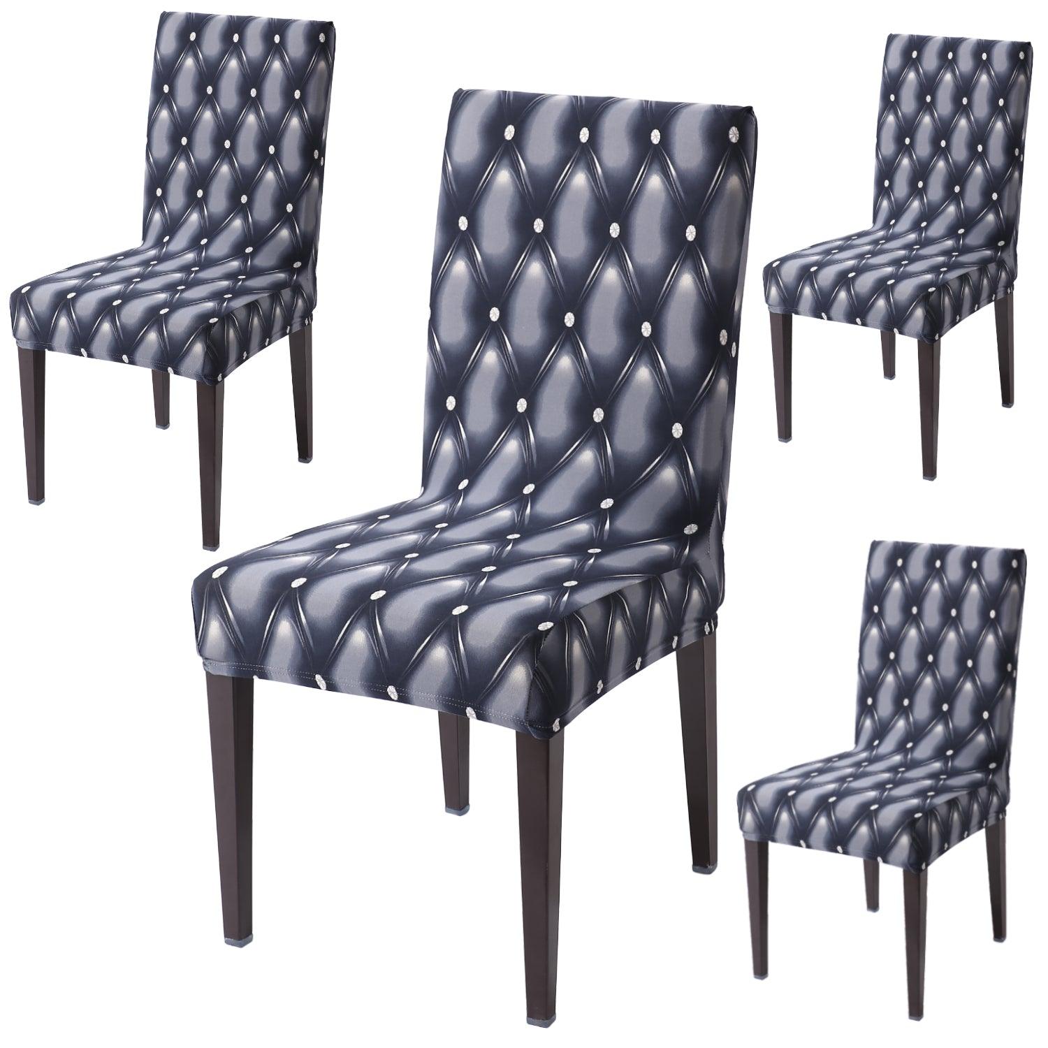 Blue Rhombus print dining chair covers set of 4 | Hokipo