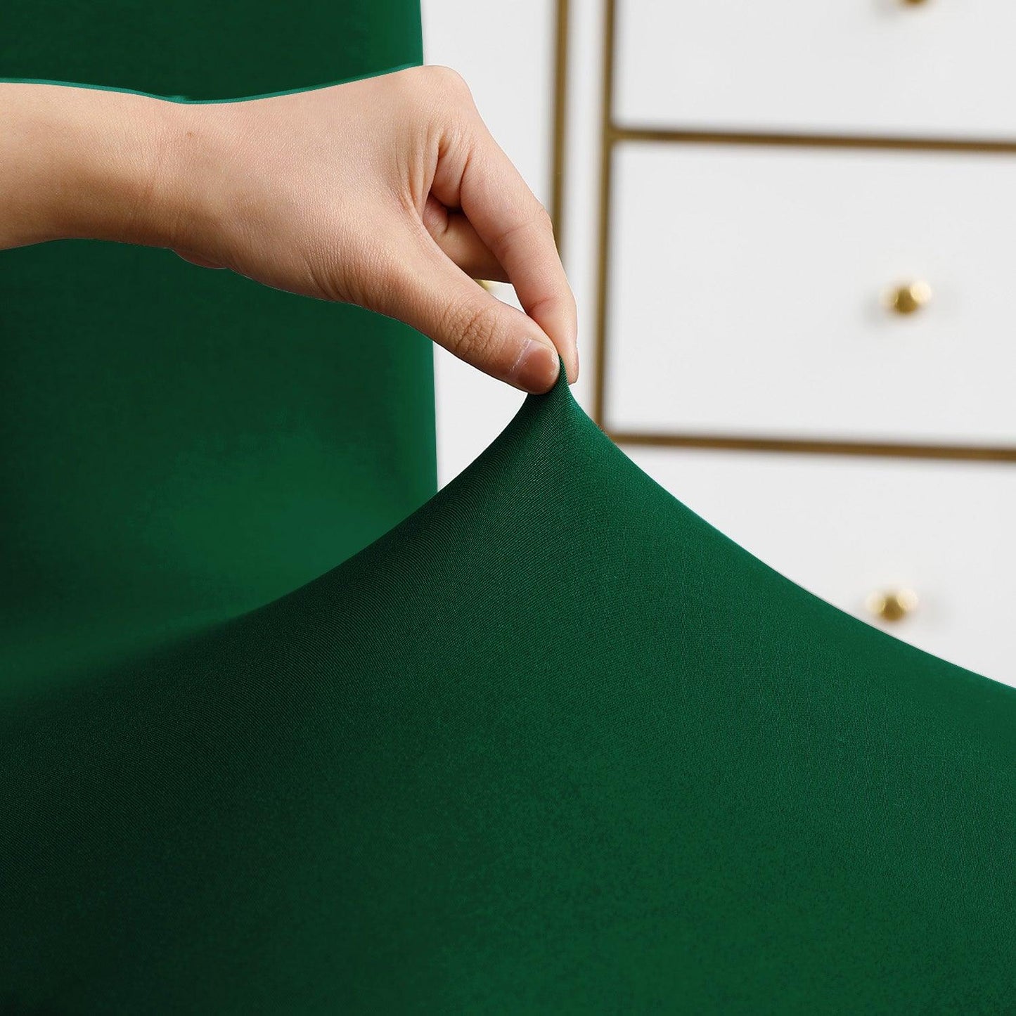 Bottle Green Print stretchable dining chair covers
