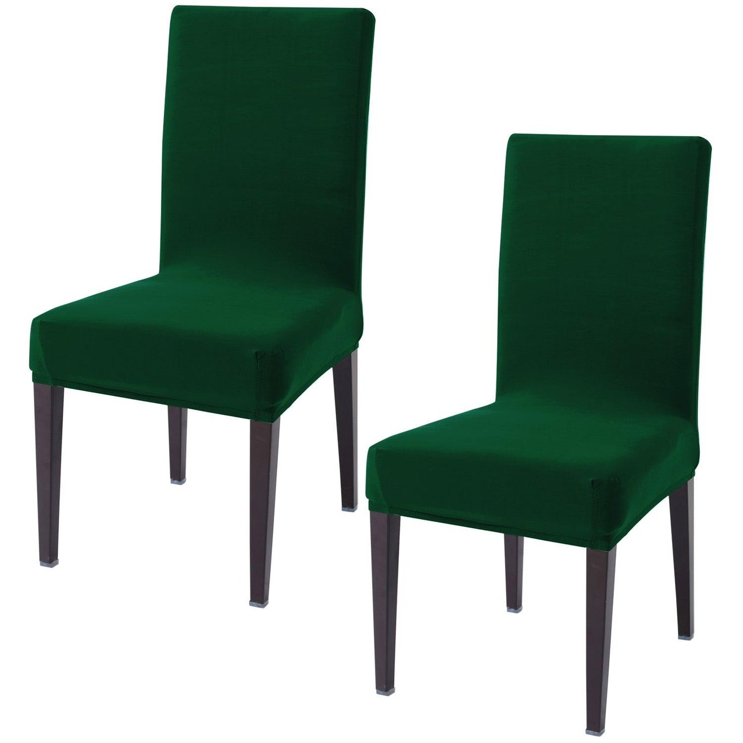 Bottle Green Print elastic chair covers set of 2