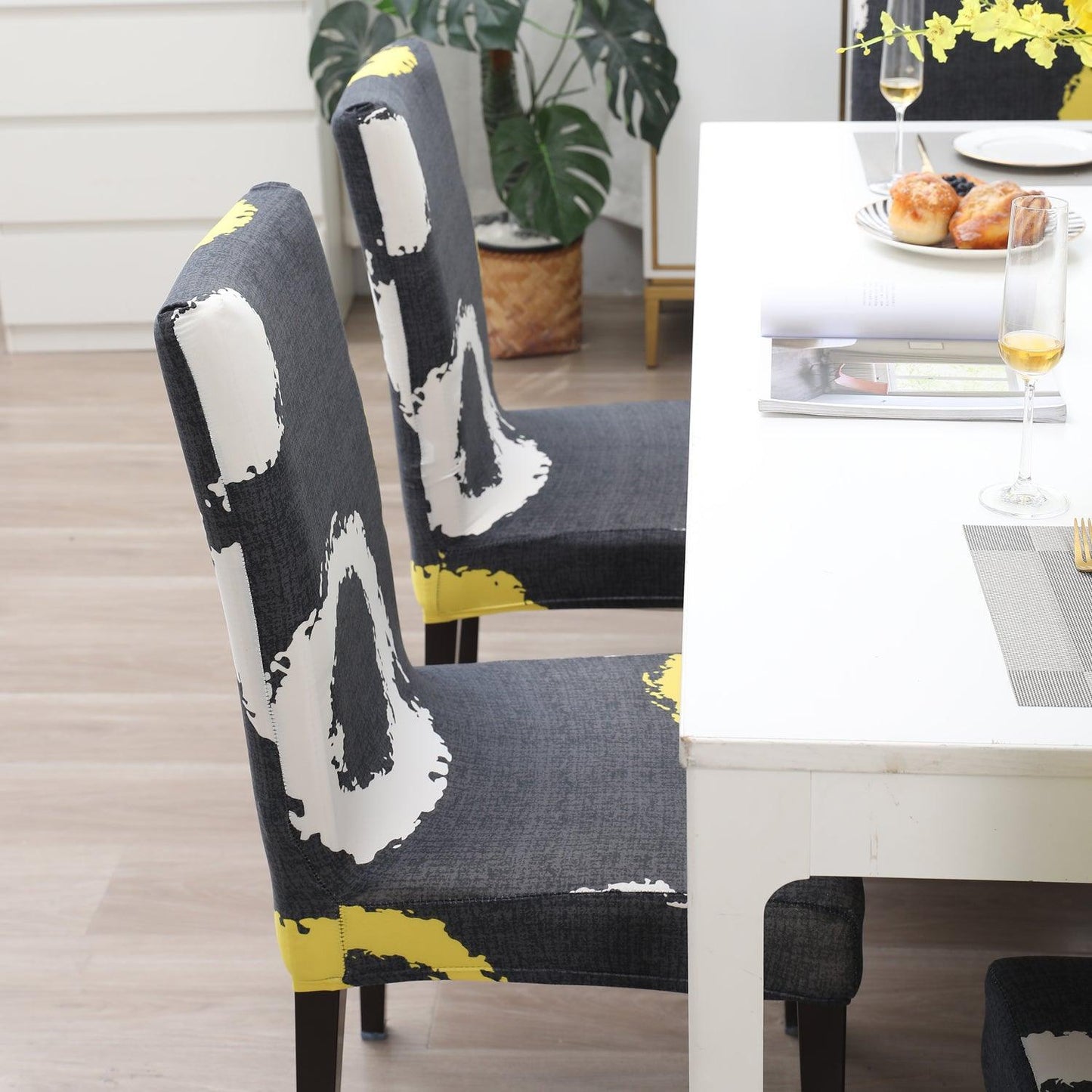 Charcoal Ring print stylish chair cover | Hokipo