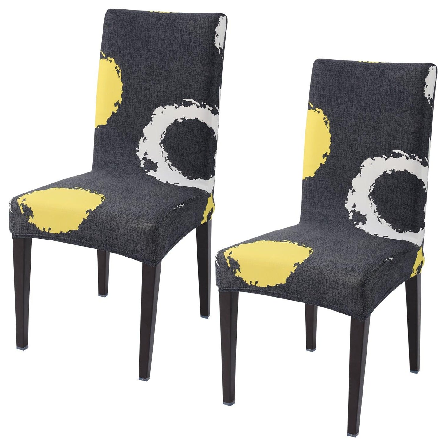 Charcoal Ring print elastic chair covers set of 2 | Hokipo