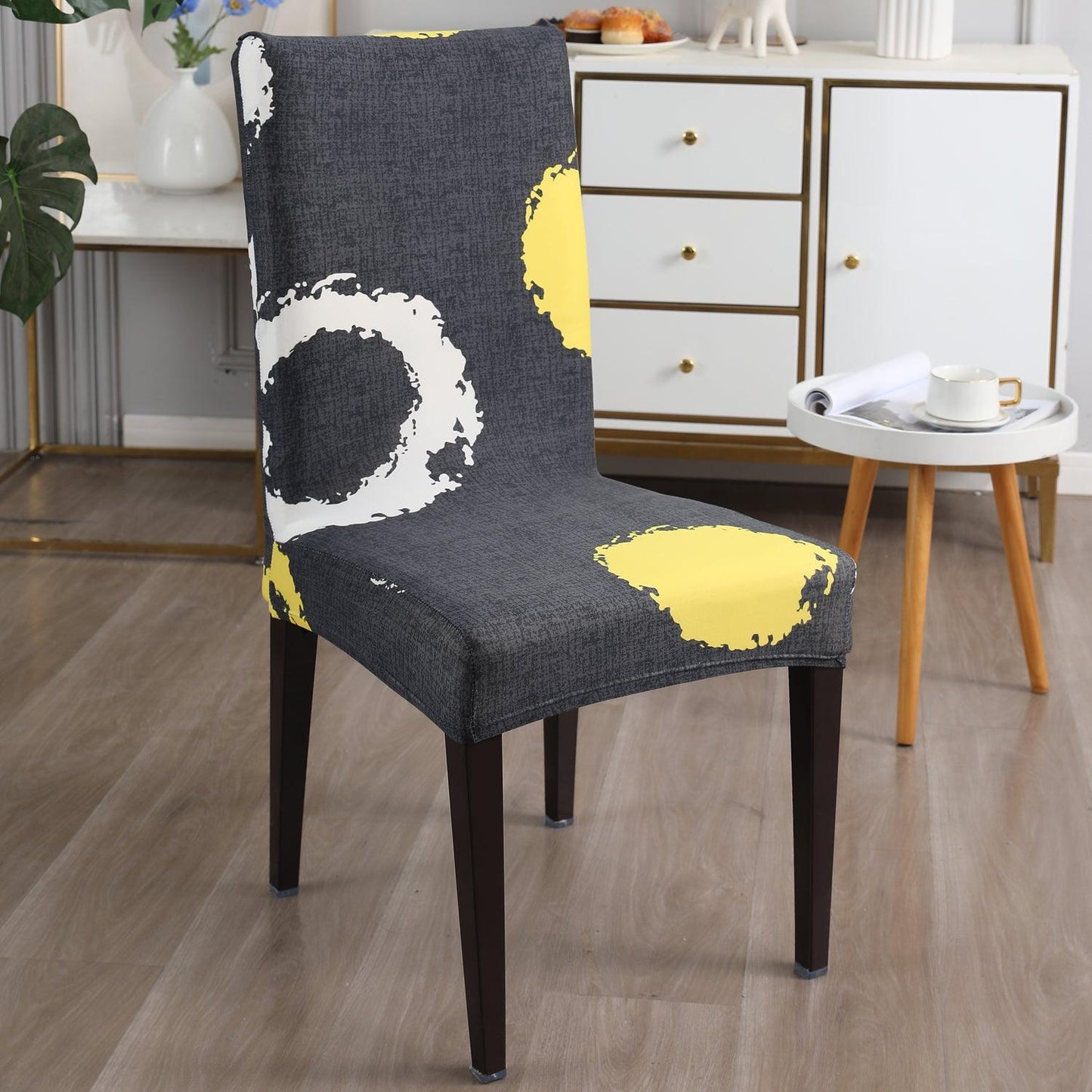 Charcoal Ring print chair covers Set | Hokipo