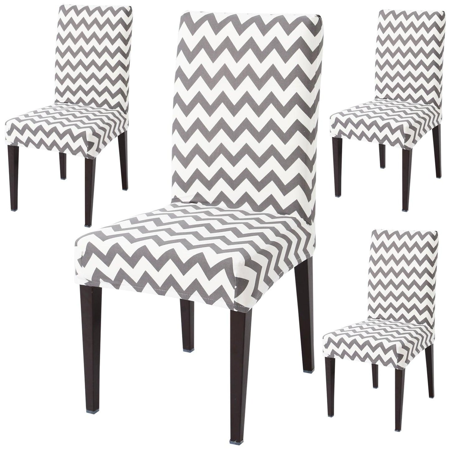 Chevron Grey dining chair covers set of 4 | Hokipo