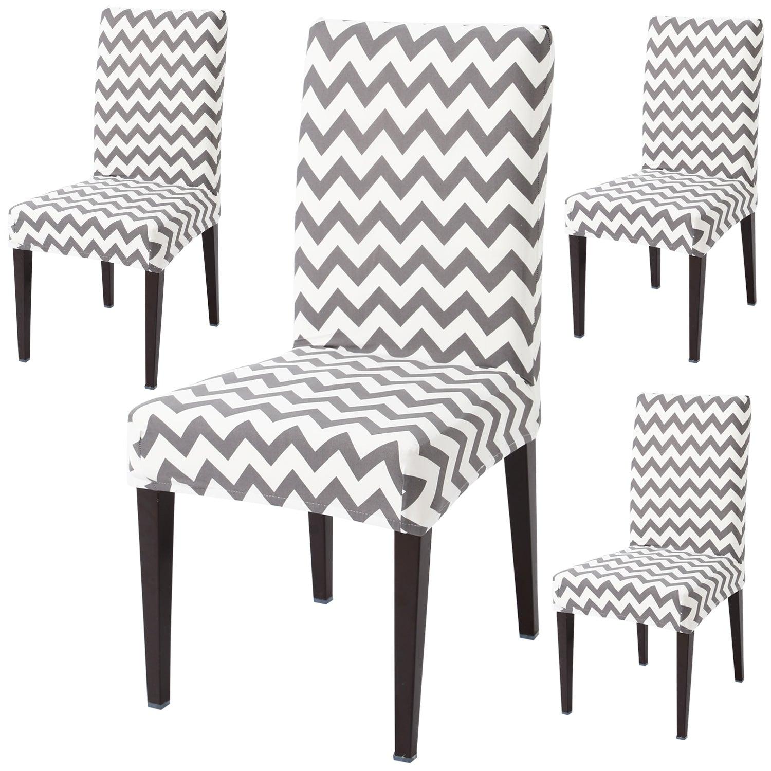 Chevron Grey dining chair covers set of 4 | Hokipo