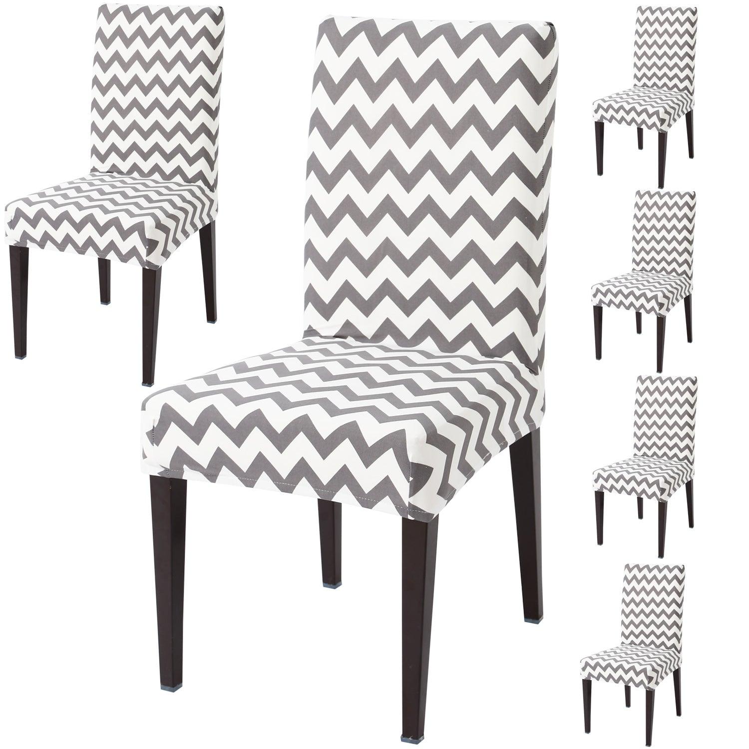 Chevron Grey dining chair covers set of 6 | Hokipo
