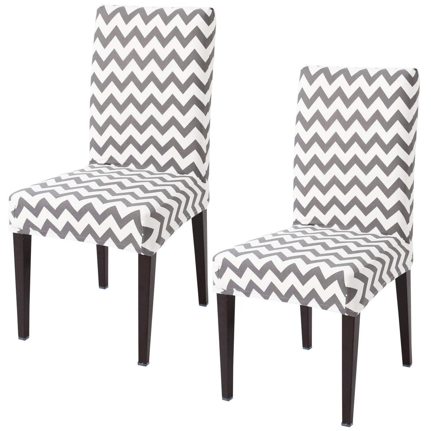 Chevron Grey elastic chair covers set of 2 | Hokipo
