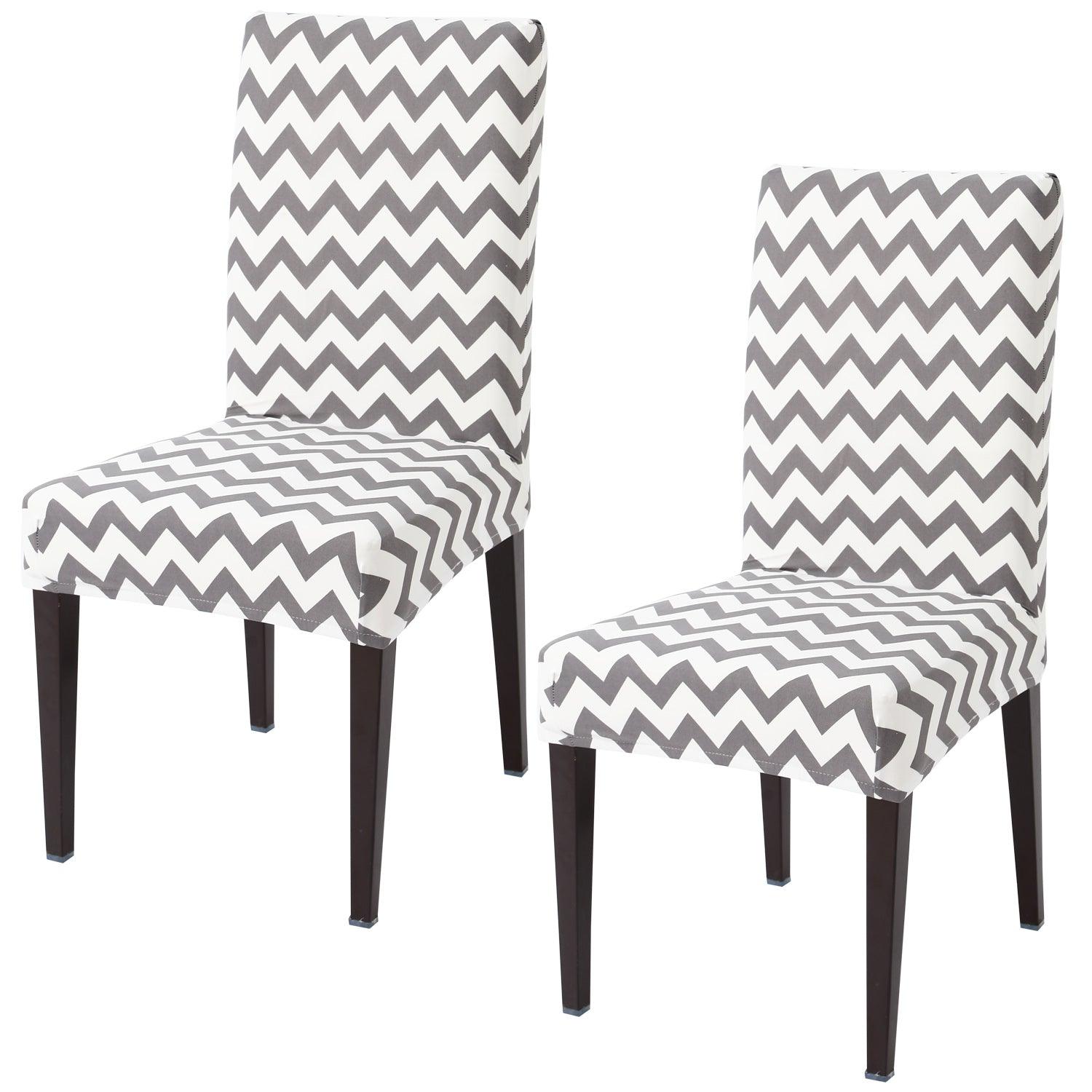 Chevron Grey elastic chair covers set of 2 | Hokipo