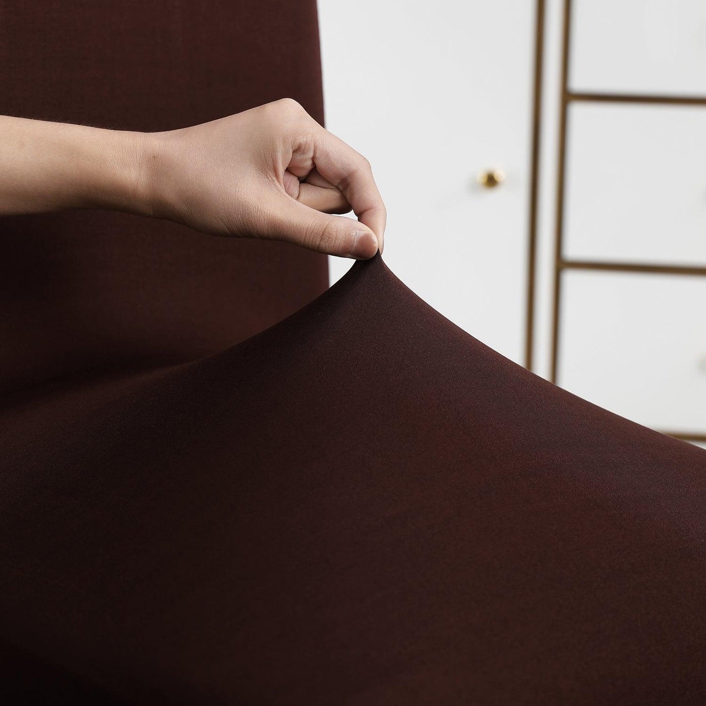 Chocolate Brown Print stretchable dining chair covers
