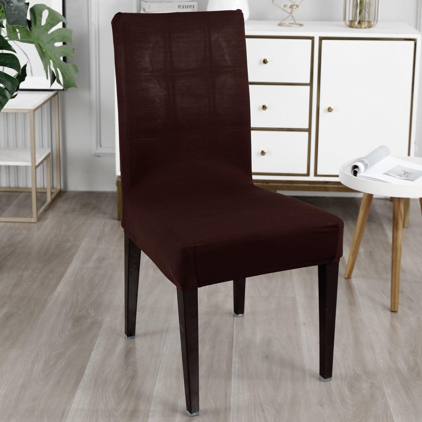 Chocolate Brown Print chair covers Set
