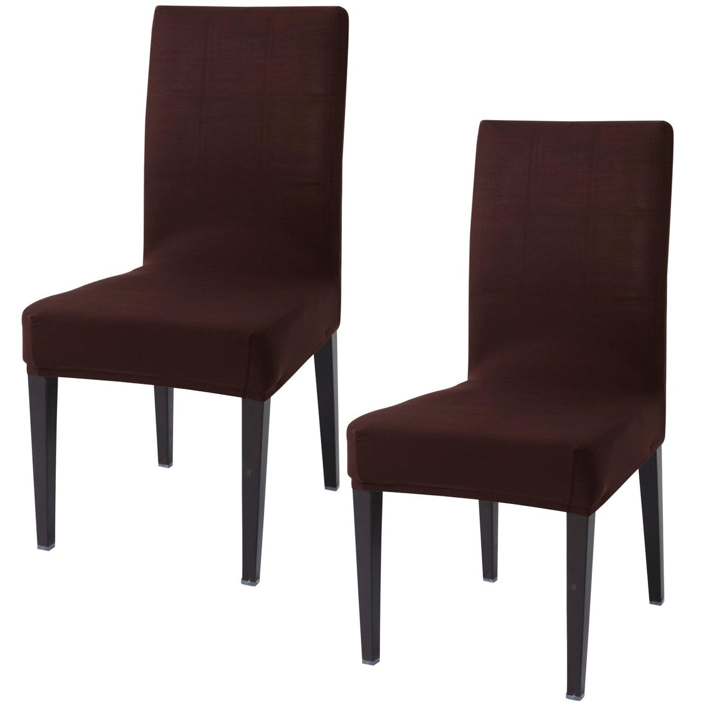 Chocolate Brown Print elastic chair covers set of 2