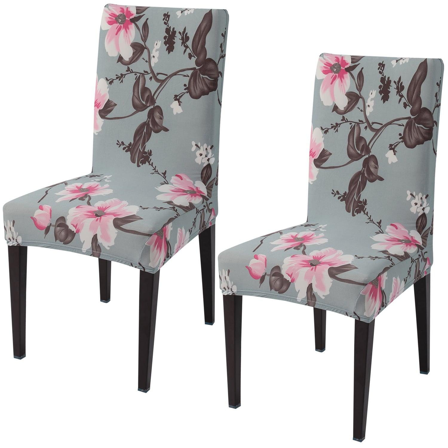 Cloud Grey print elastic chair covers set of 2 | Hokipo