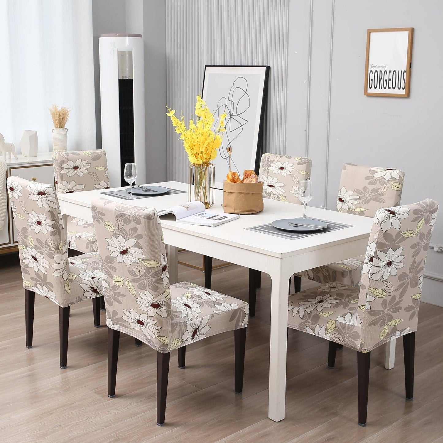 Cream Flowers chair Covers in set of 1,2,4, & 6 (edited)